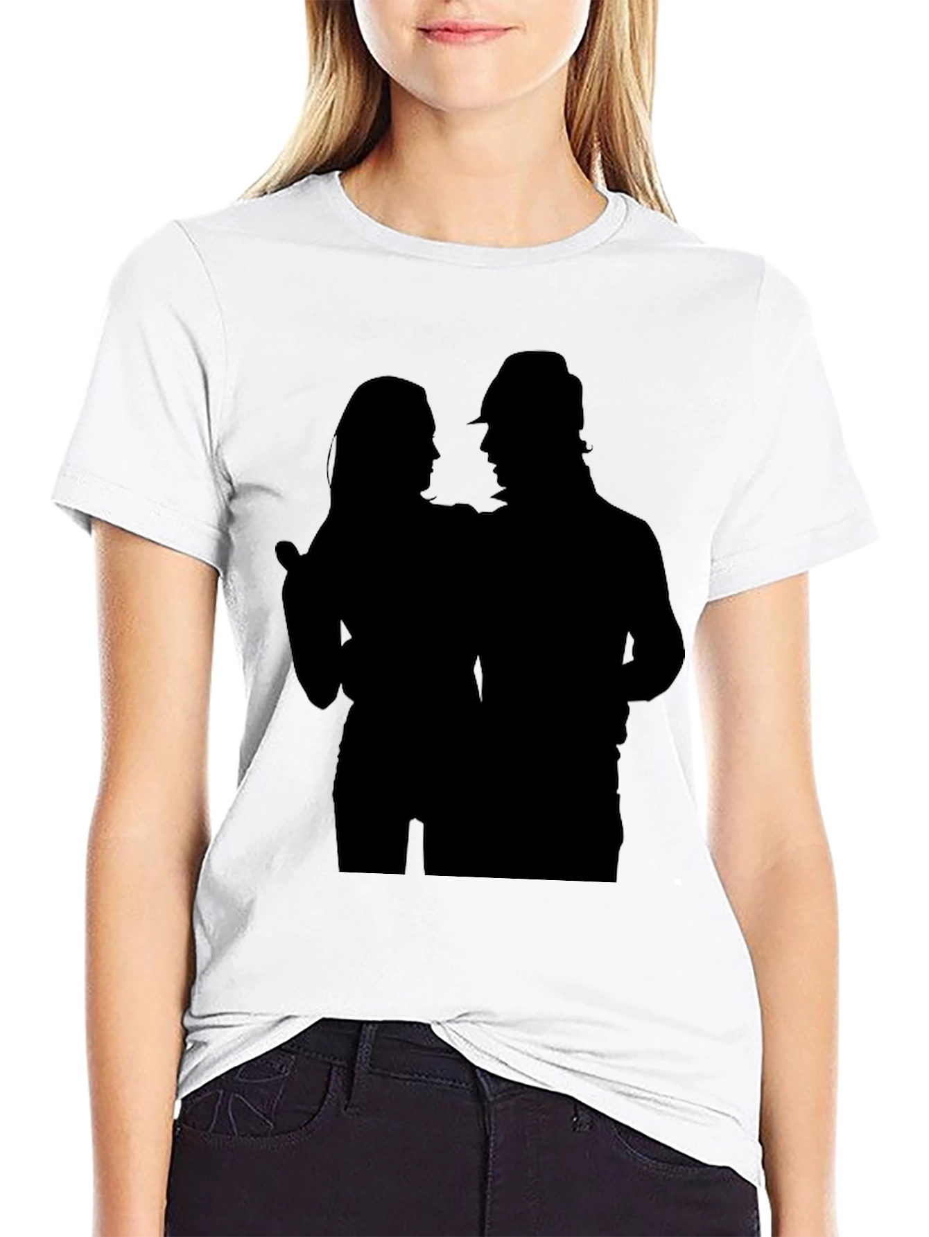 Black Silhouette Couple Black Graphic Tee view 9