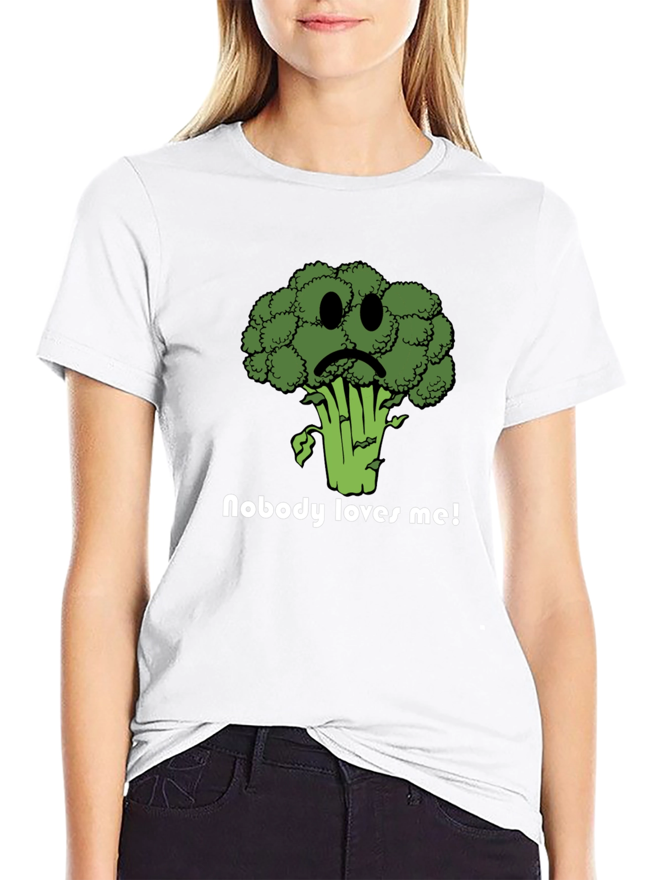 Black Sad Broccoli T-Shirt - Nobody Loves Me Graphic Tee view 9