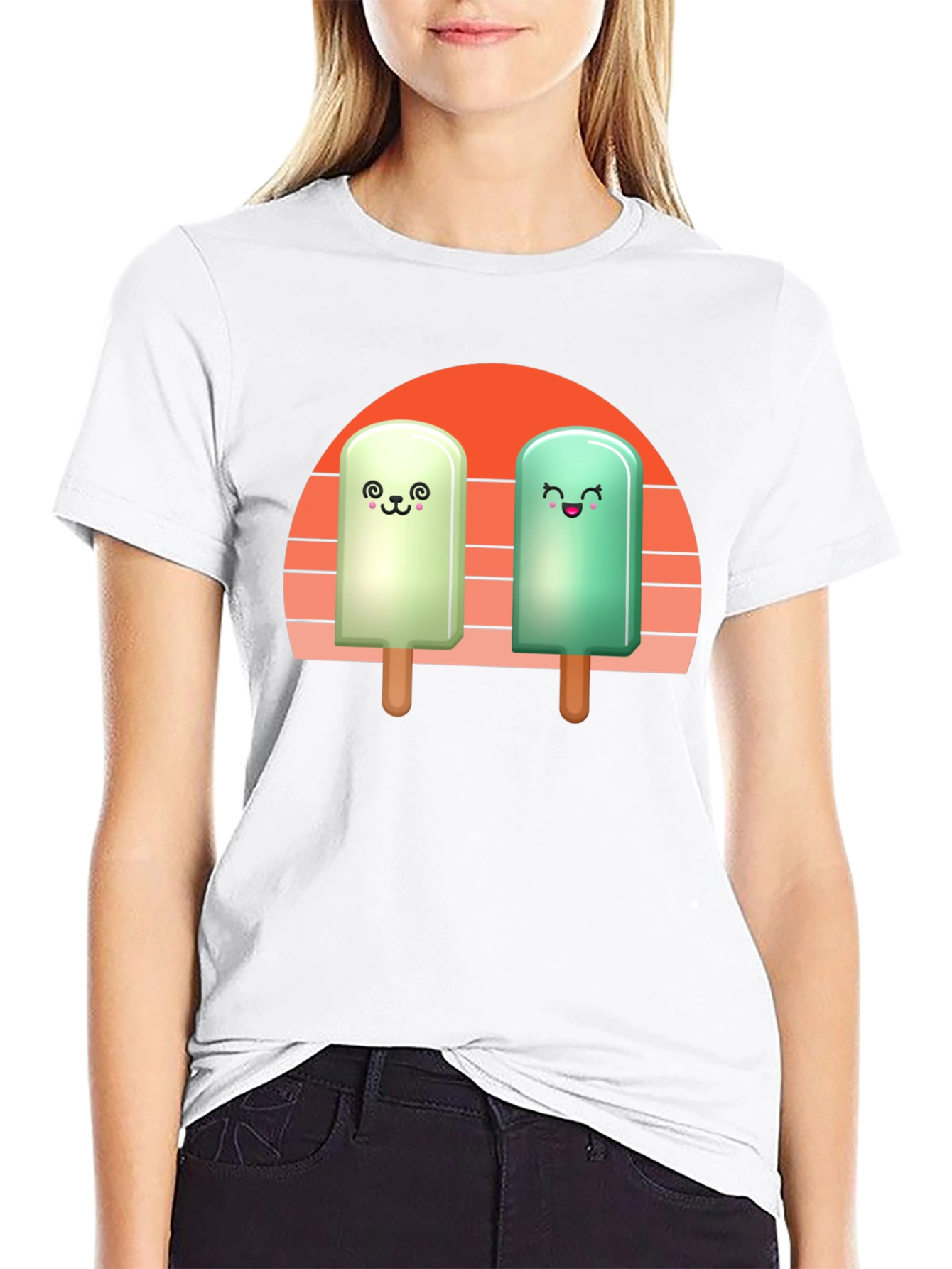Black Cute Popsicle T-Shirt - Kawaii Ice Cream Tee view 9