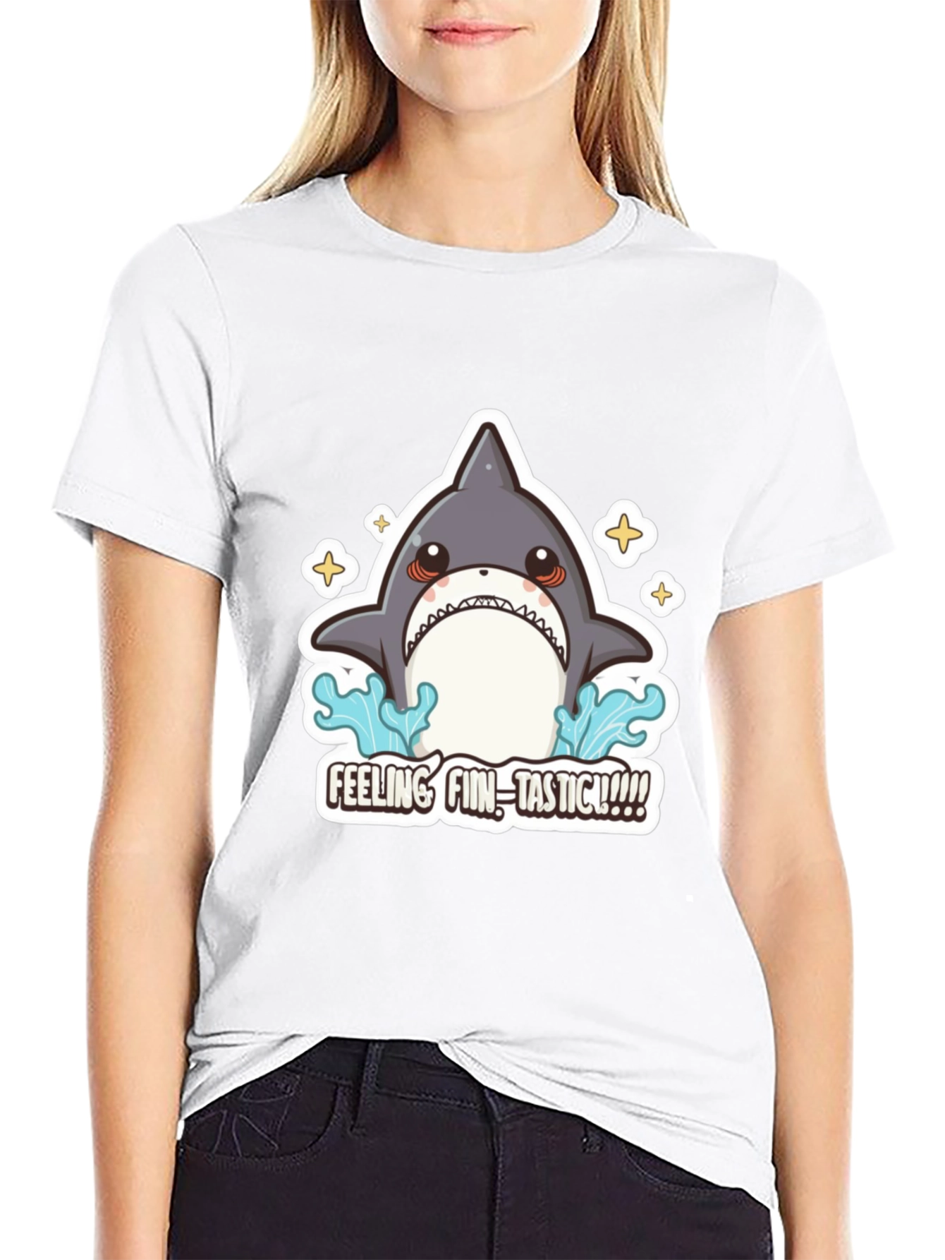 Black Feeling Fin-Tastic Shark Graphic T-Shirt view 9