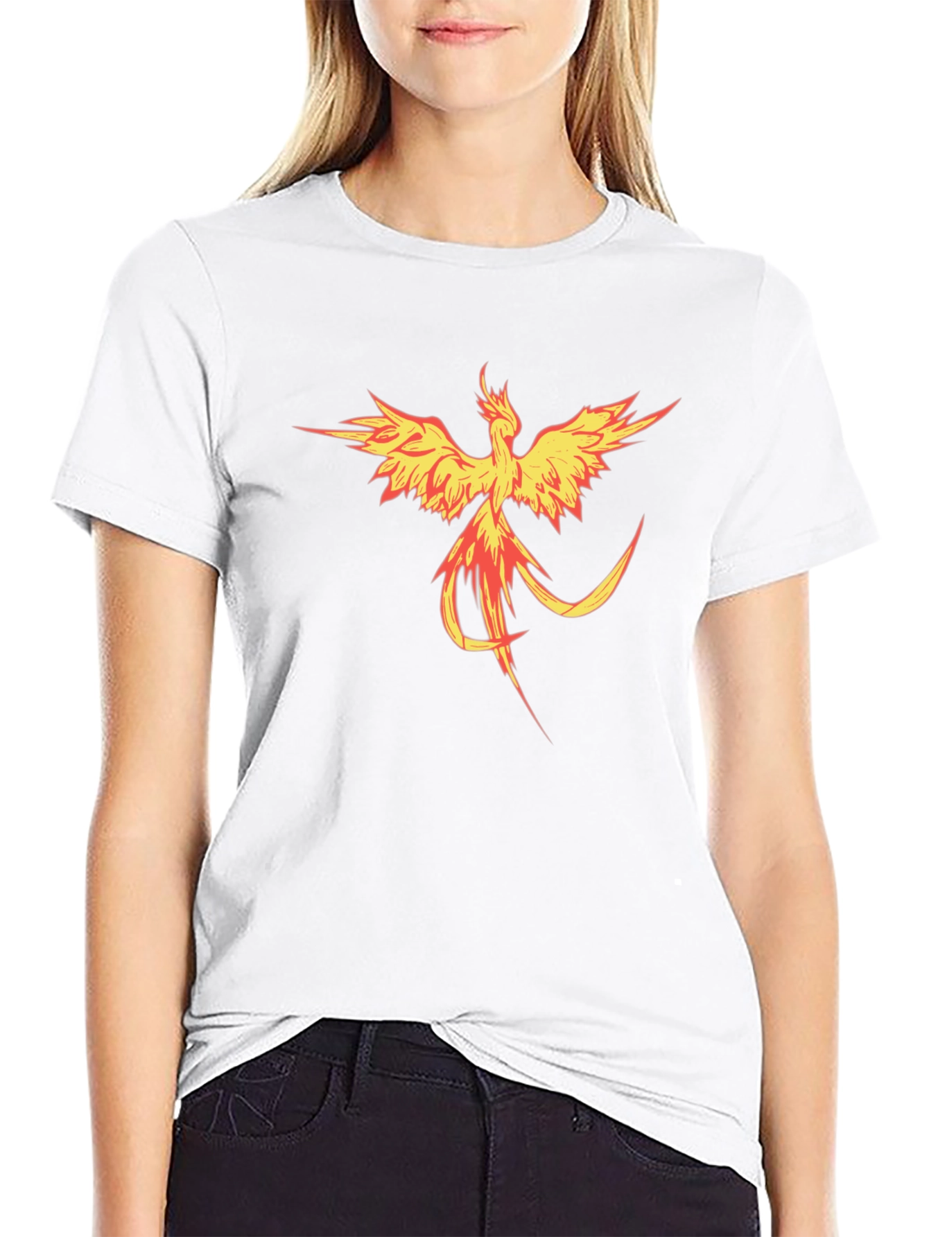 Black Fiery Phoenix Graphic Tee - Bold Black T-Shirt view 9