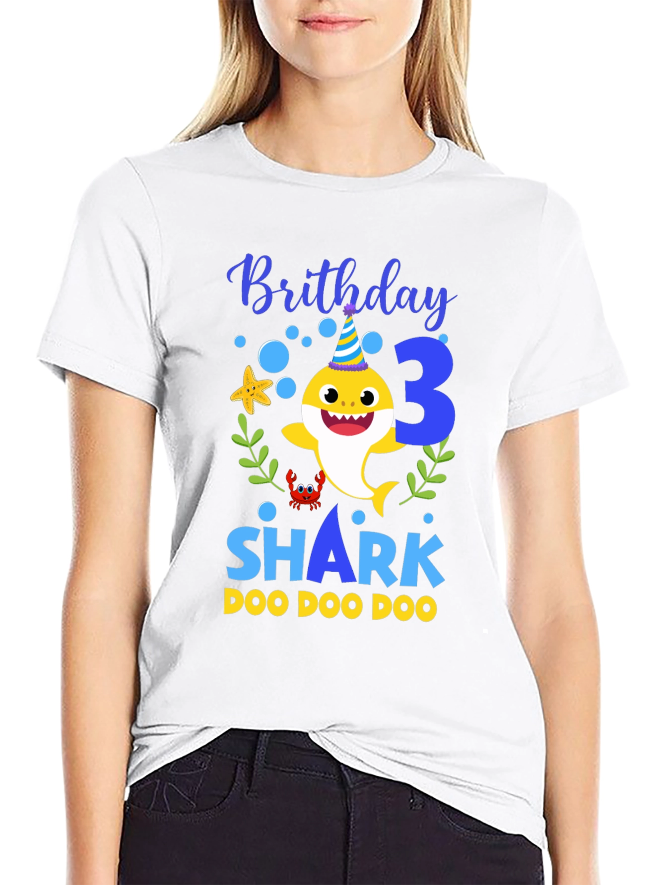 Black Birthday Shark T-Shirt, 3rd Birthday view 9