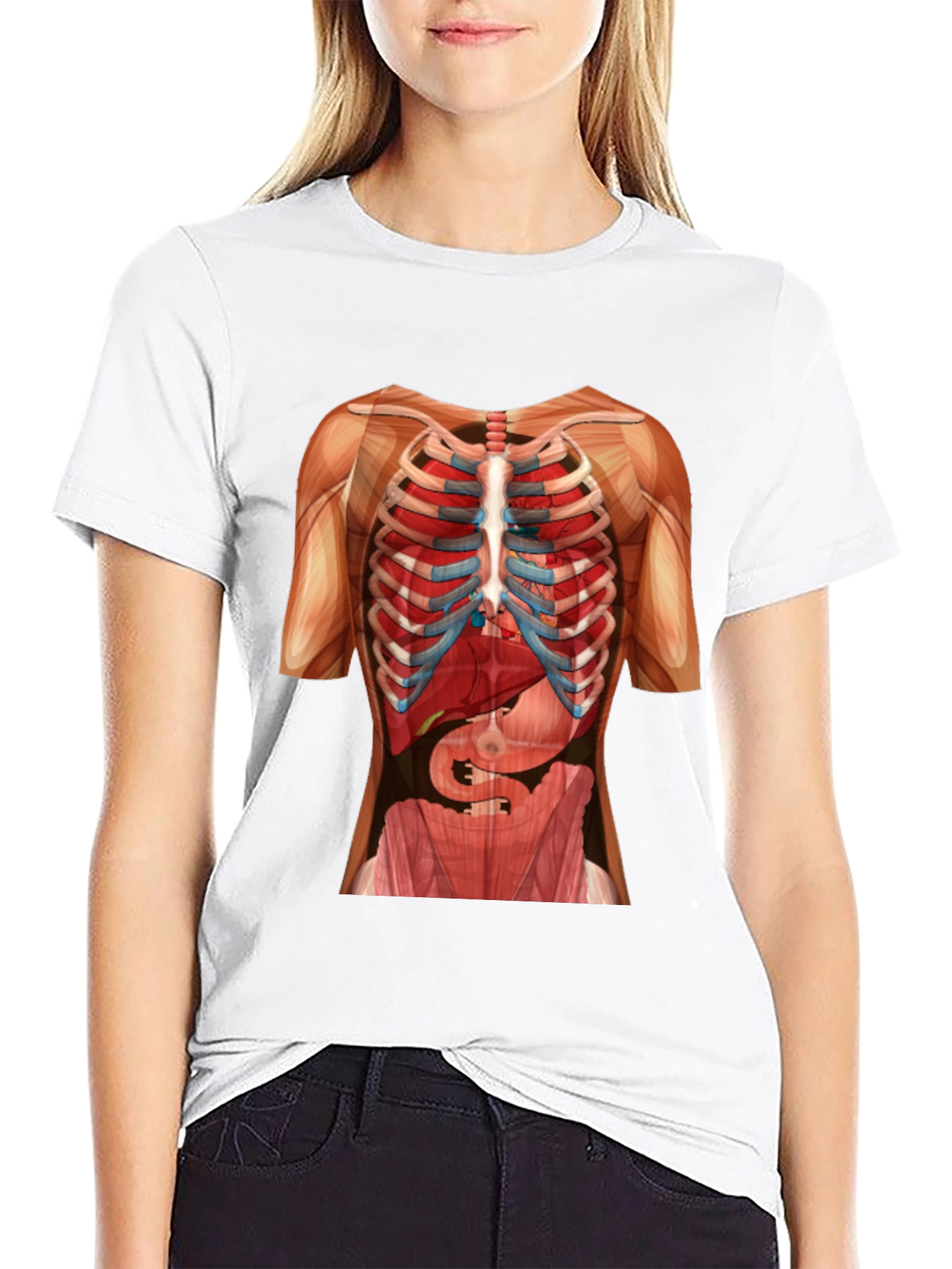 Black Anatomy Skeleton Rib Cage T-Shirt view 9