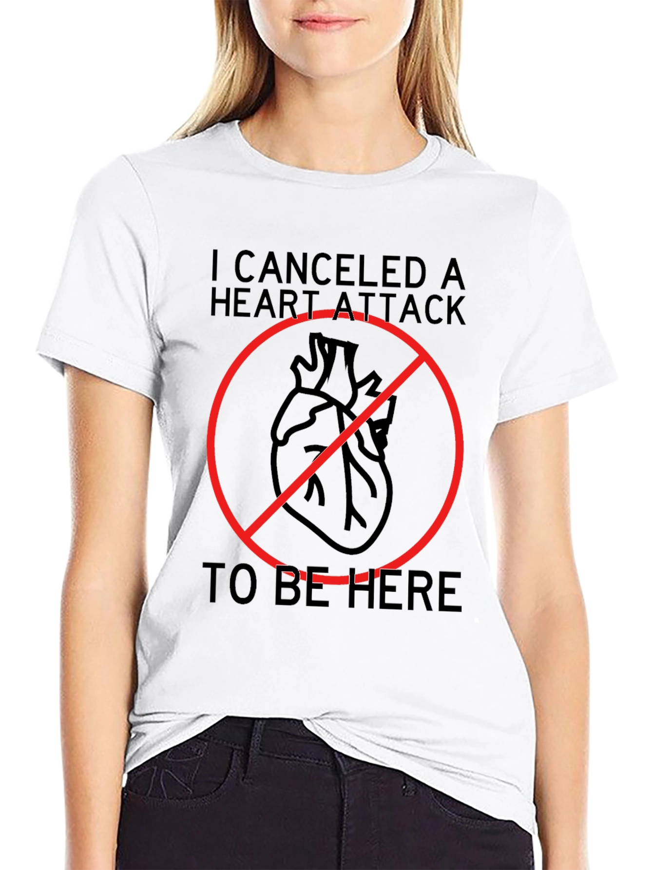 Black Canceled Heart Attack T-Shirt - Funny Graphic Tee view 9