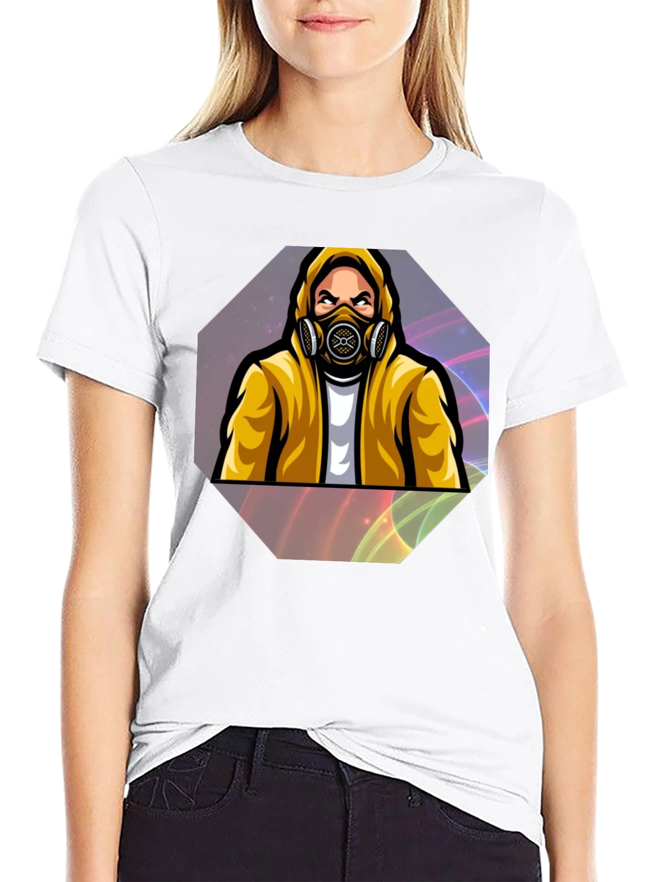 Black Gas Mask Graphic Tee - Black Cotton Blend view 9