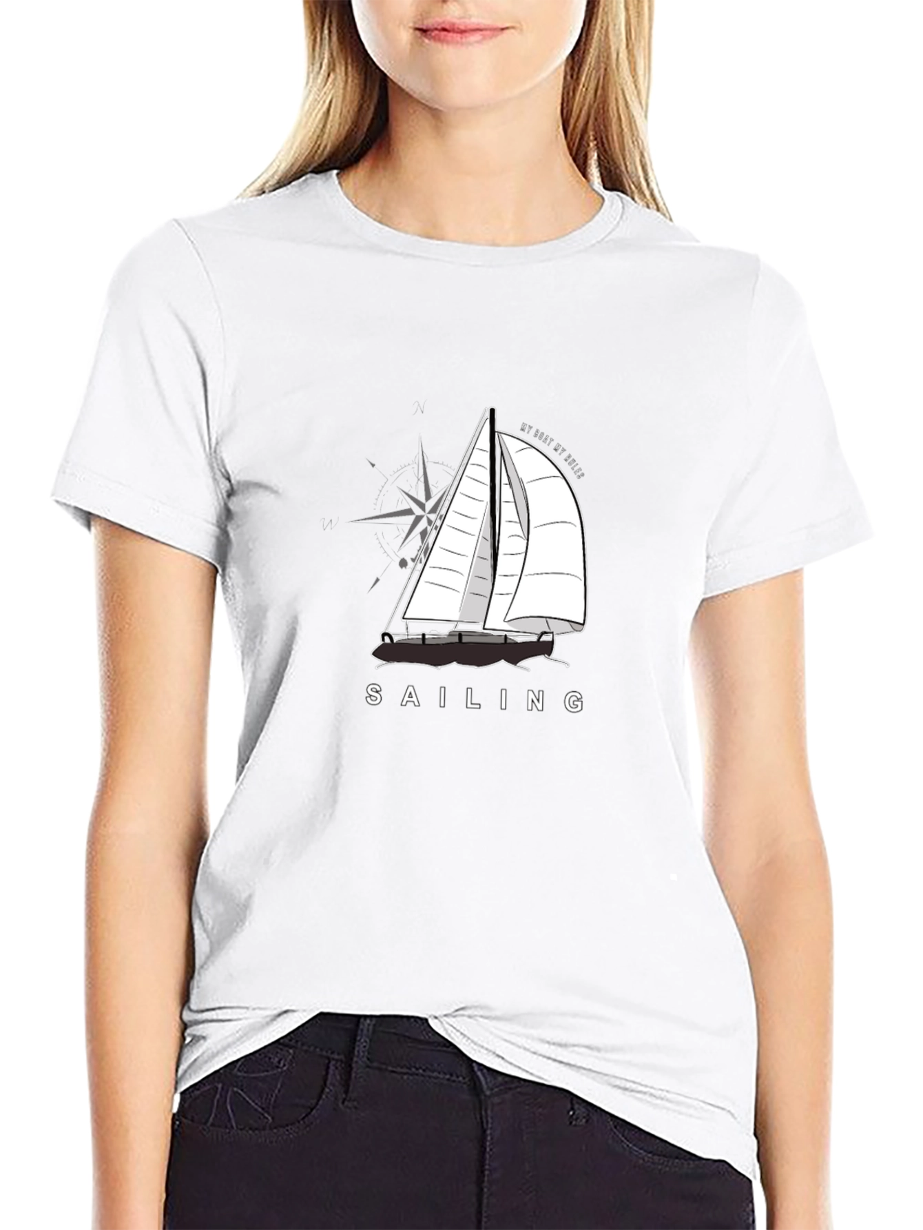 Black Sailing T-Shirt - "My Boat, My Rules" Graphic Tee view 9