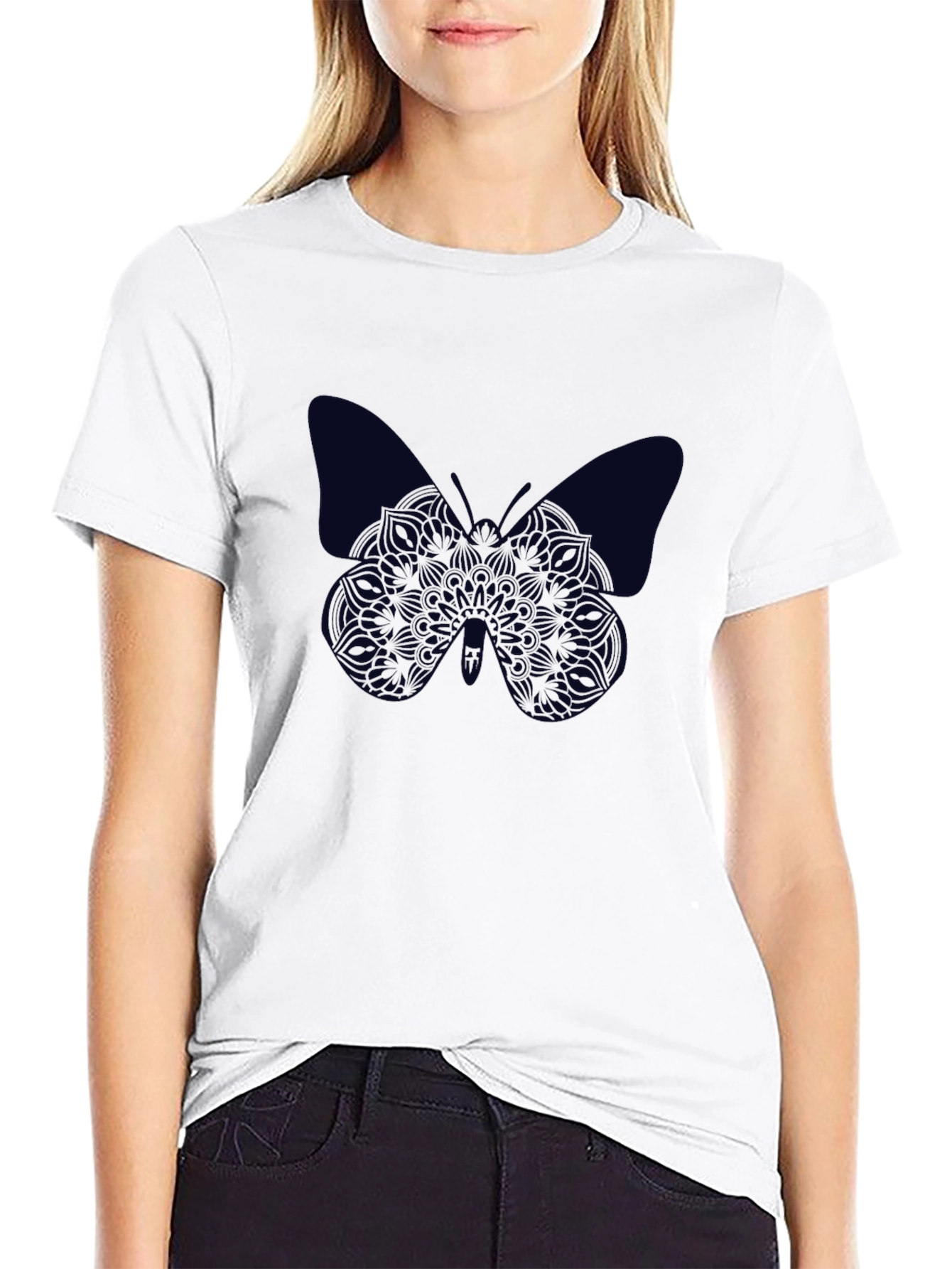 Black Butterfly Graphic Black T-Shirt view 9