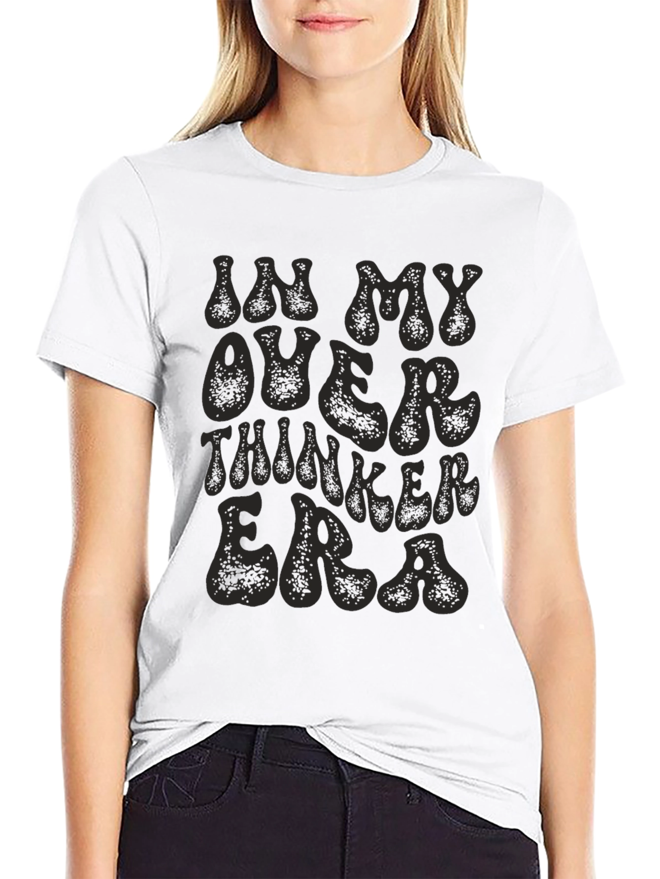 Black Overthinker Era Graphic Tee - Trendy Relaxed Fit view 9