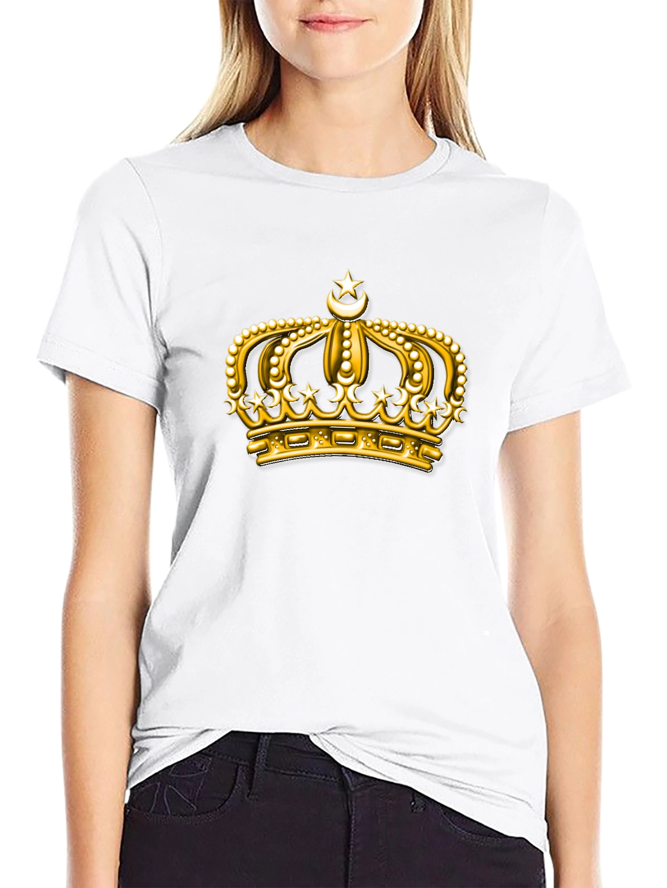 Black Golden Crown Graphic Tee - Premium Black T-Shirt view 9