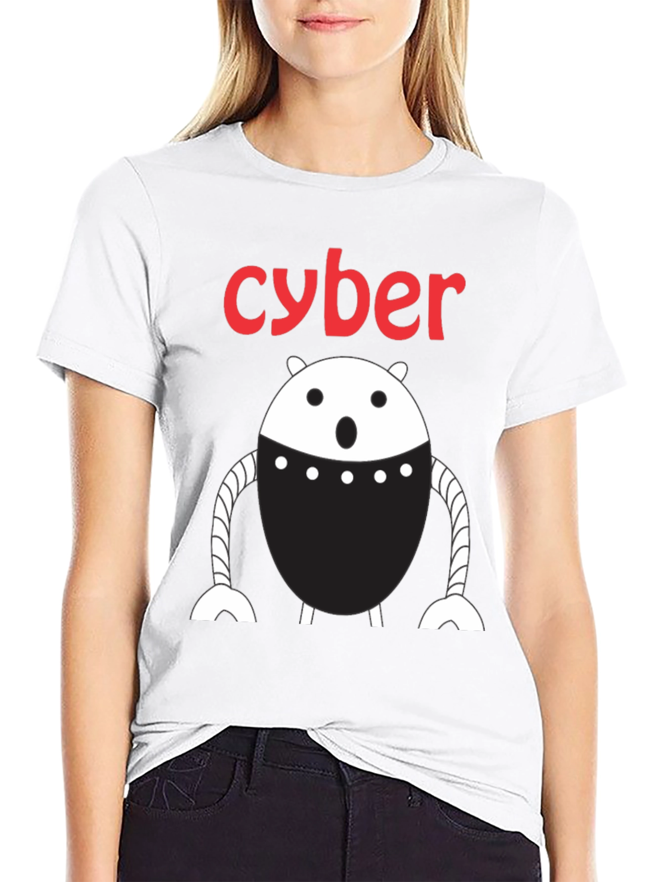 Black Cyber Robot Graphic T-Shirt - Black view 9