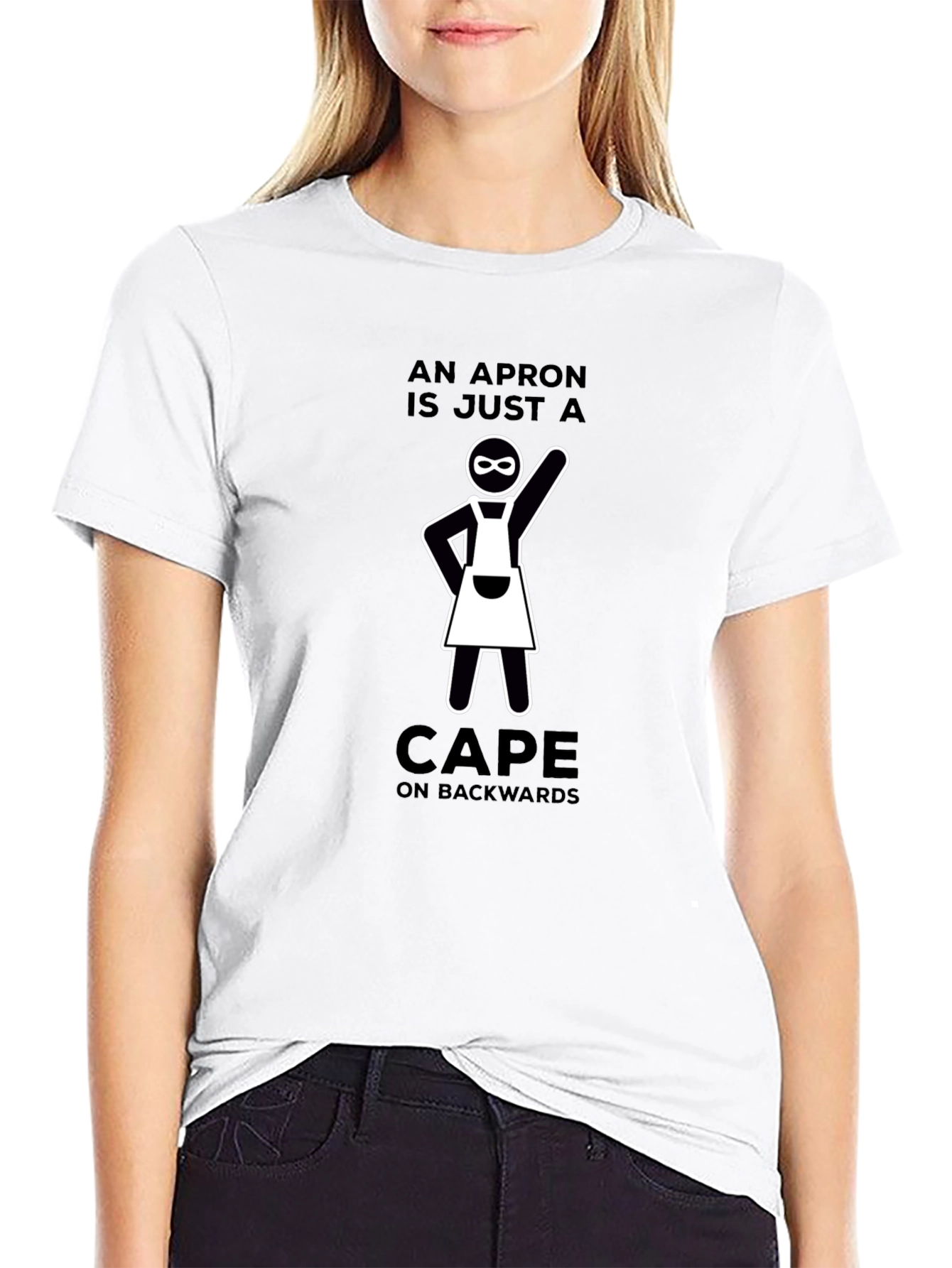 Black Funny Apron Cape Backwards T-Shirt view 9