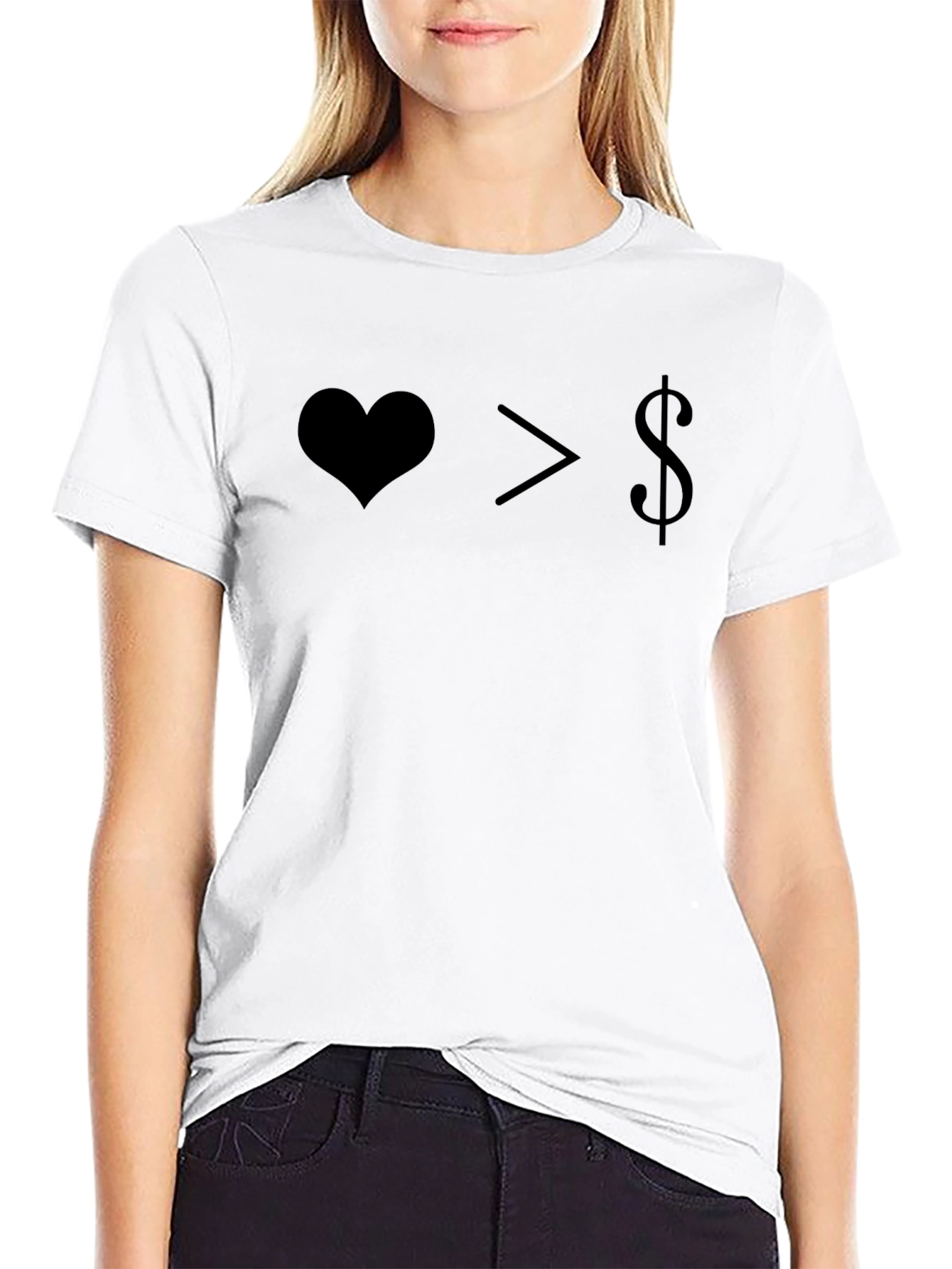 Black Love Over Money Graphic Tee - Black view 9