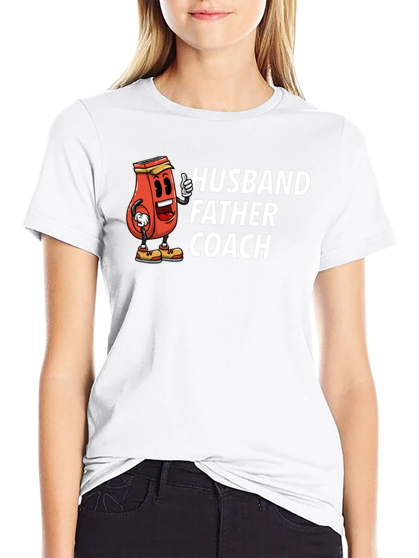 Black Husband Father Coach T-Shirt Funny Ketchup Cartoon Dad Tee view 9