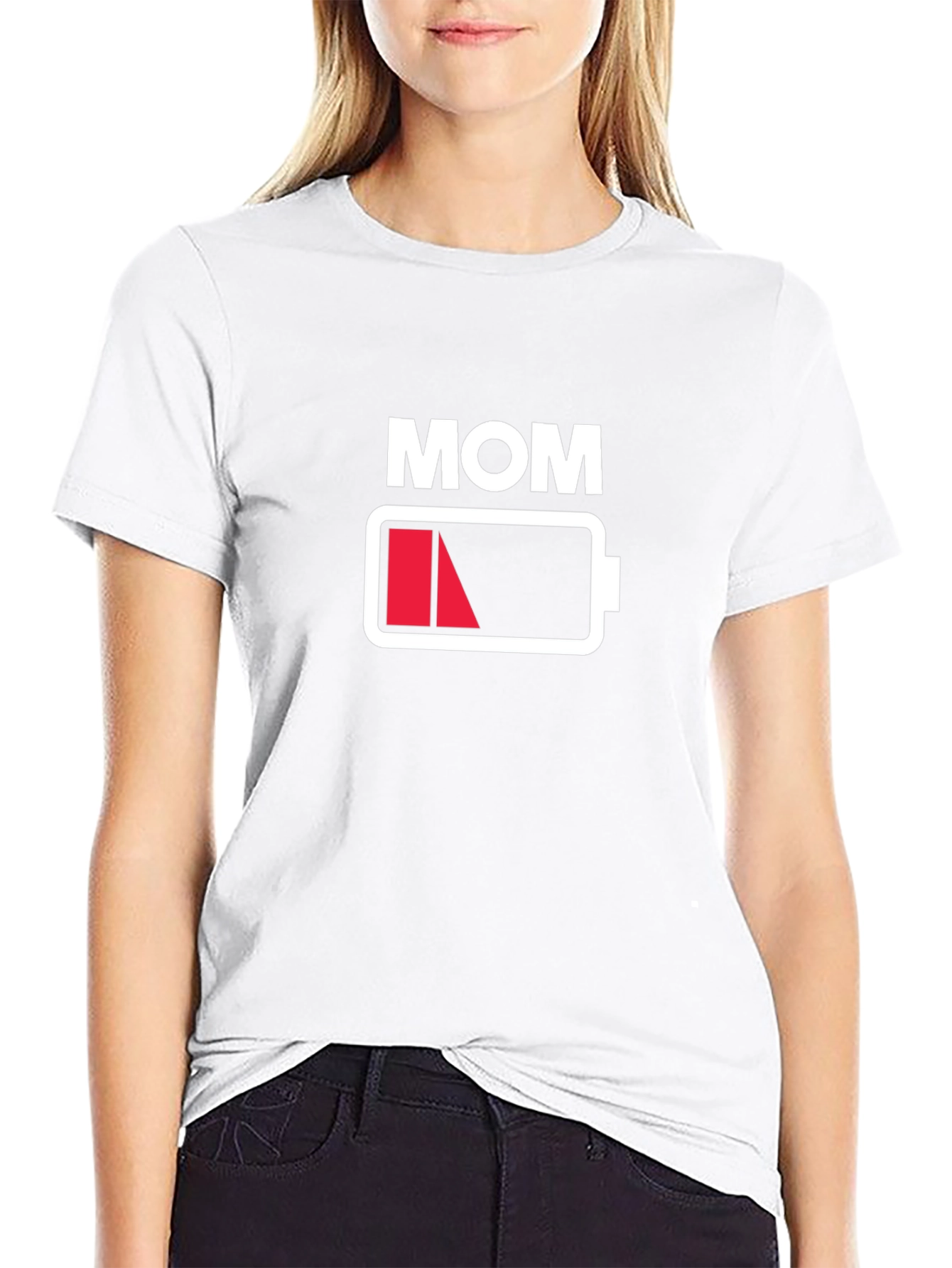 Black Mom Low Battery T-Shirt - Funny Graphic Tee for Mothers view 9