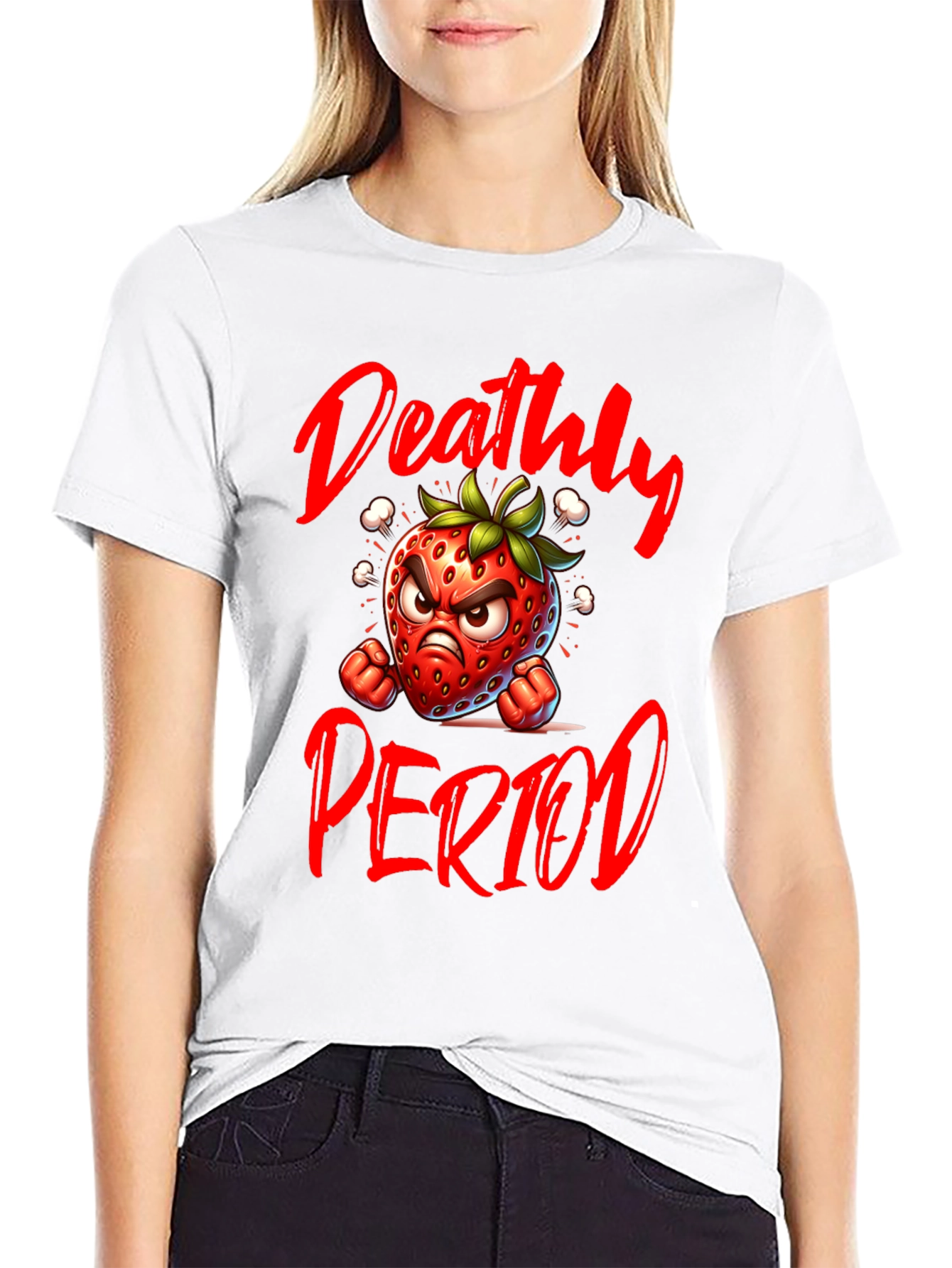 Black Deathly Period Graphic Tee - Angry Strawberry T-Shirt view 9