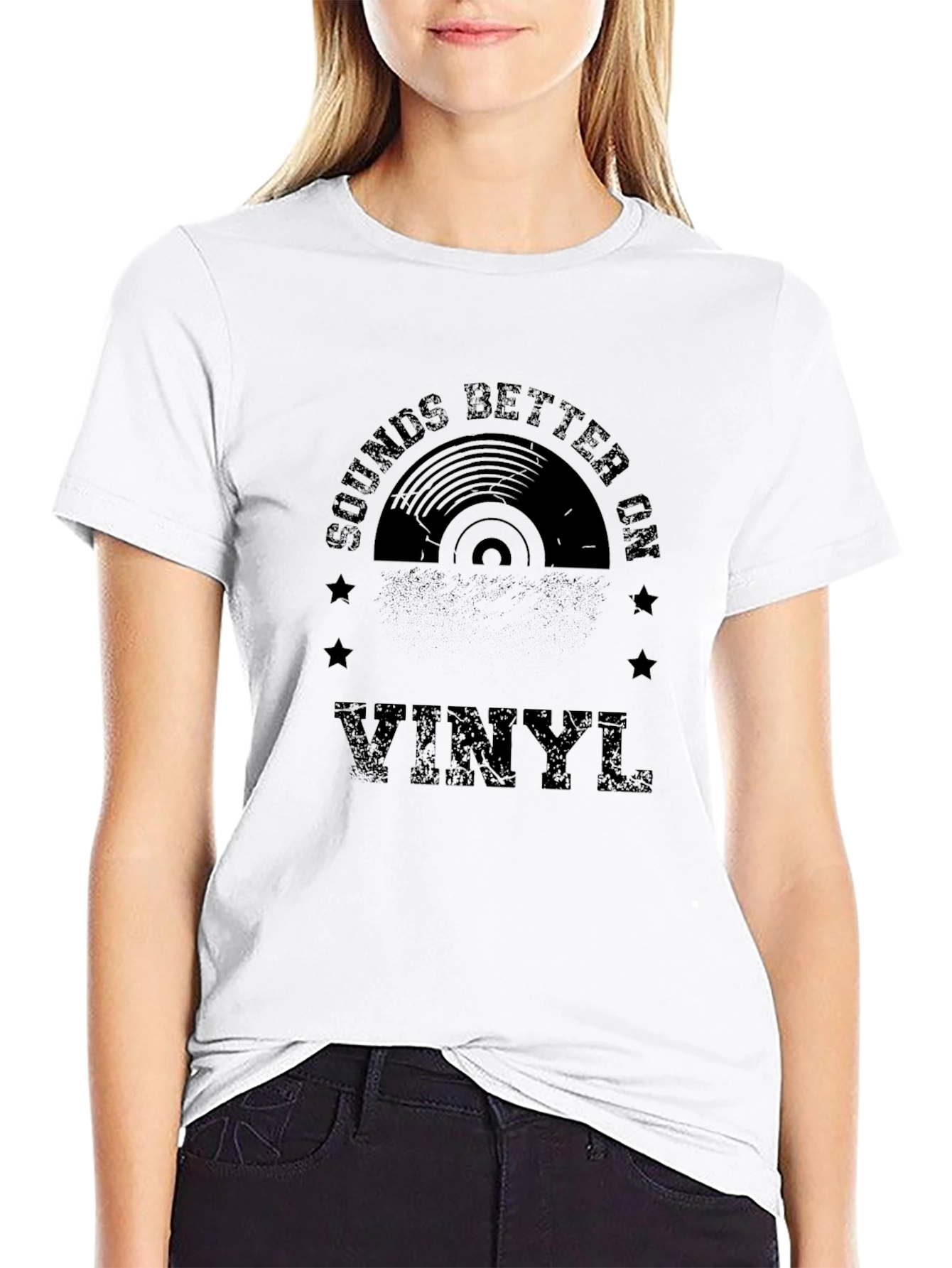 Black Sounds Better On Vinyl Black T-Shirt view 9