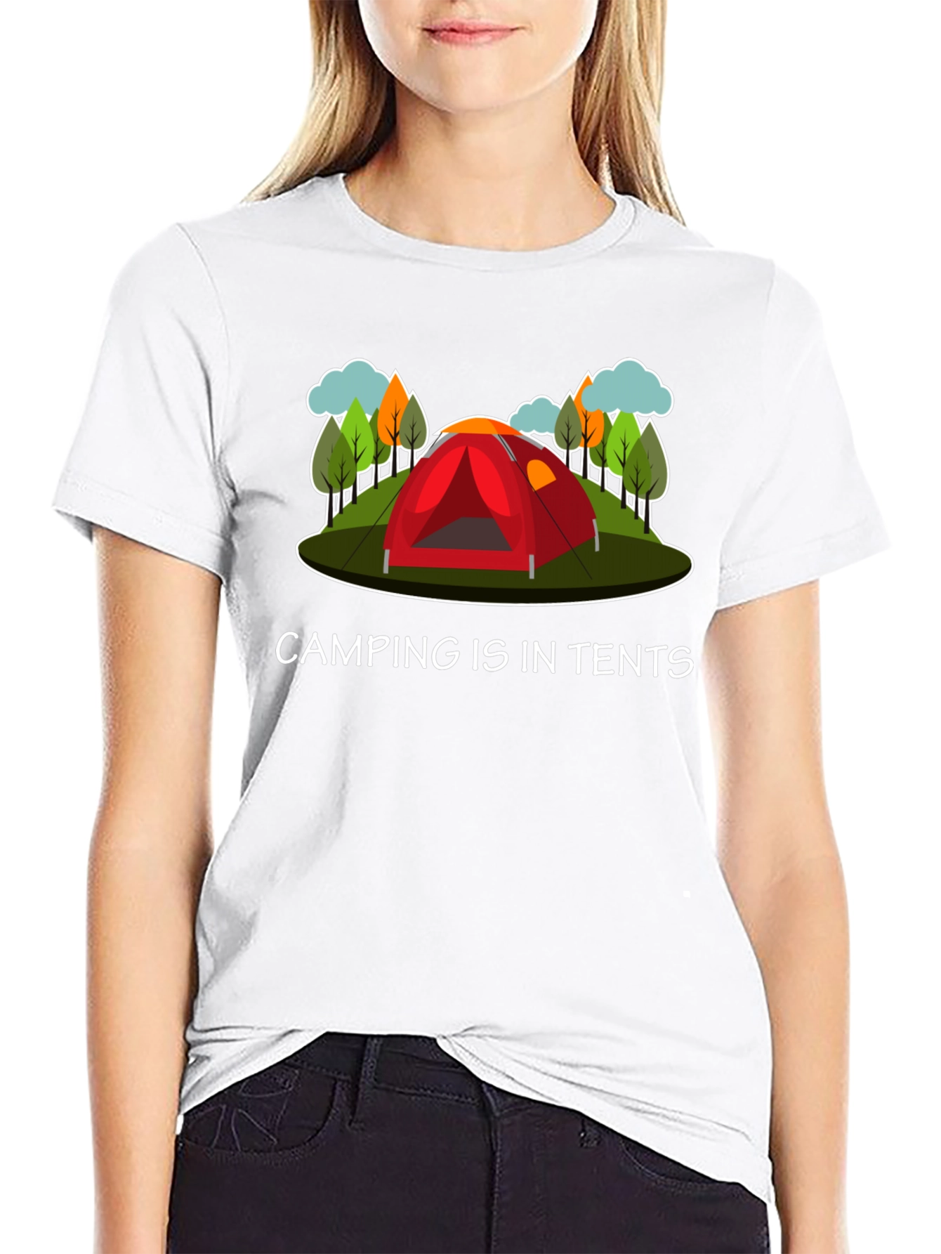 Black Camping Is In Tents Graphic T-Shirt view 9