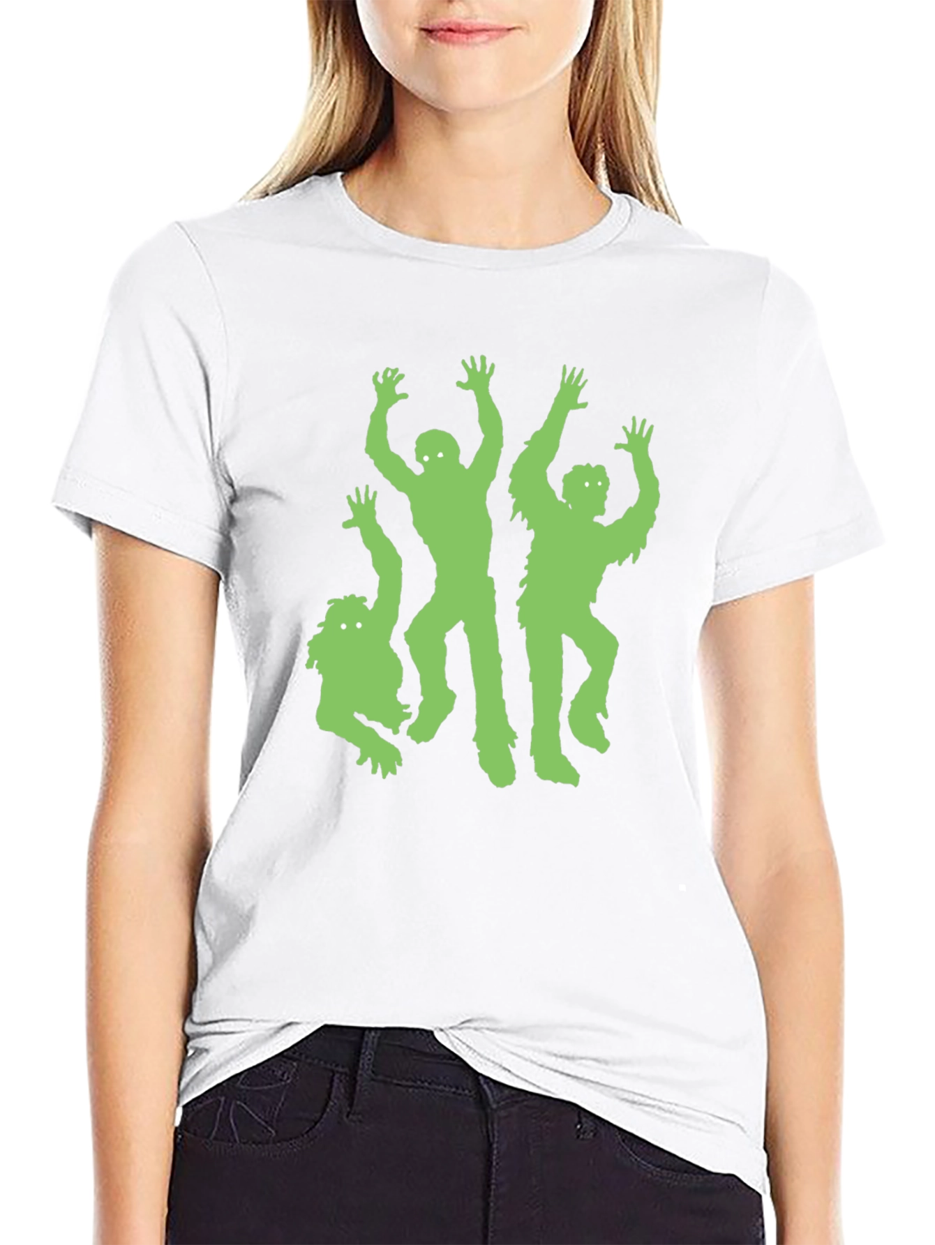 Black Green Zombie Graphic Black T-Shirt view 9