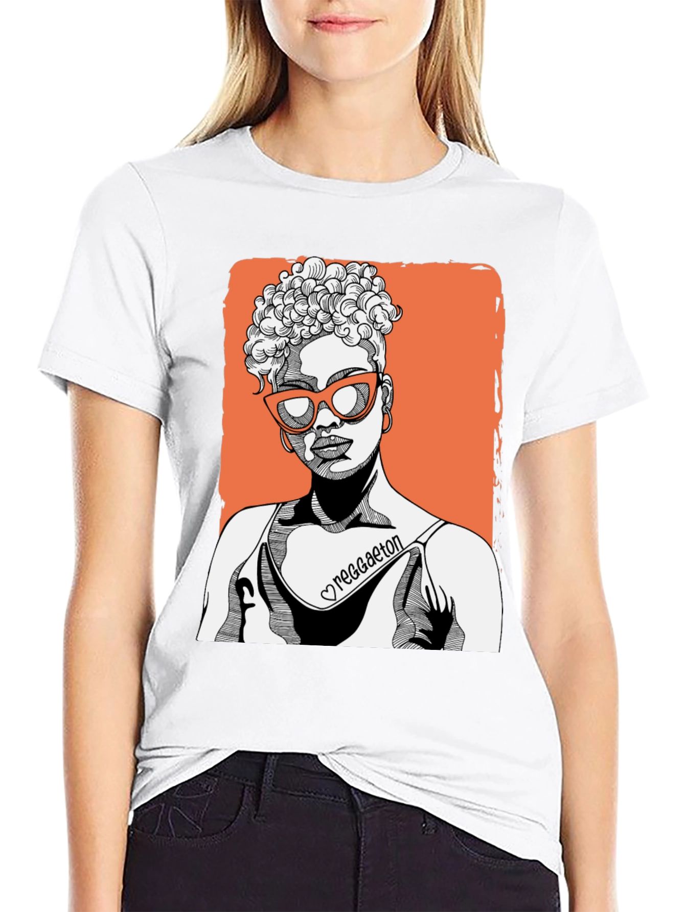 Black Reggaeton Girl Graphic Tee - Stylish & Unique view 9