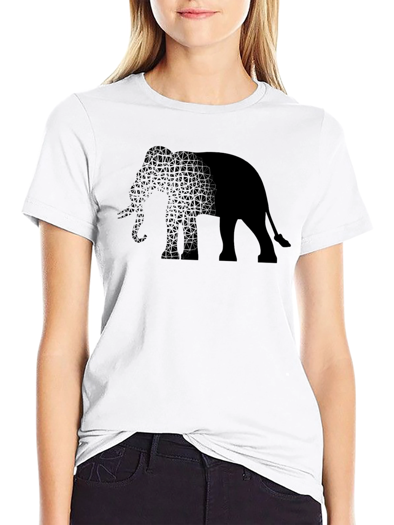 Black Elephant Print Men's T-Shirt - Stylish Black Tee view 9