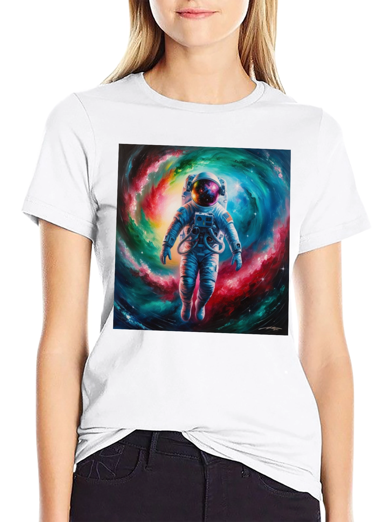 Black Astronaut Galaxy T-Shirt - Space Art Tee view 9
