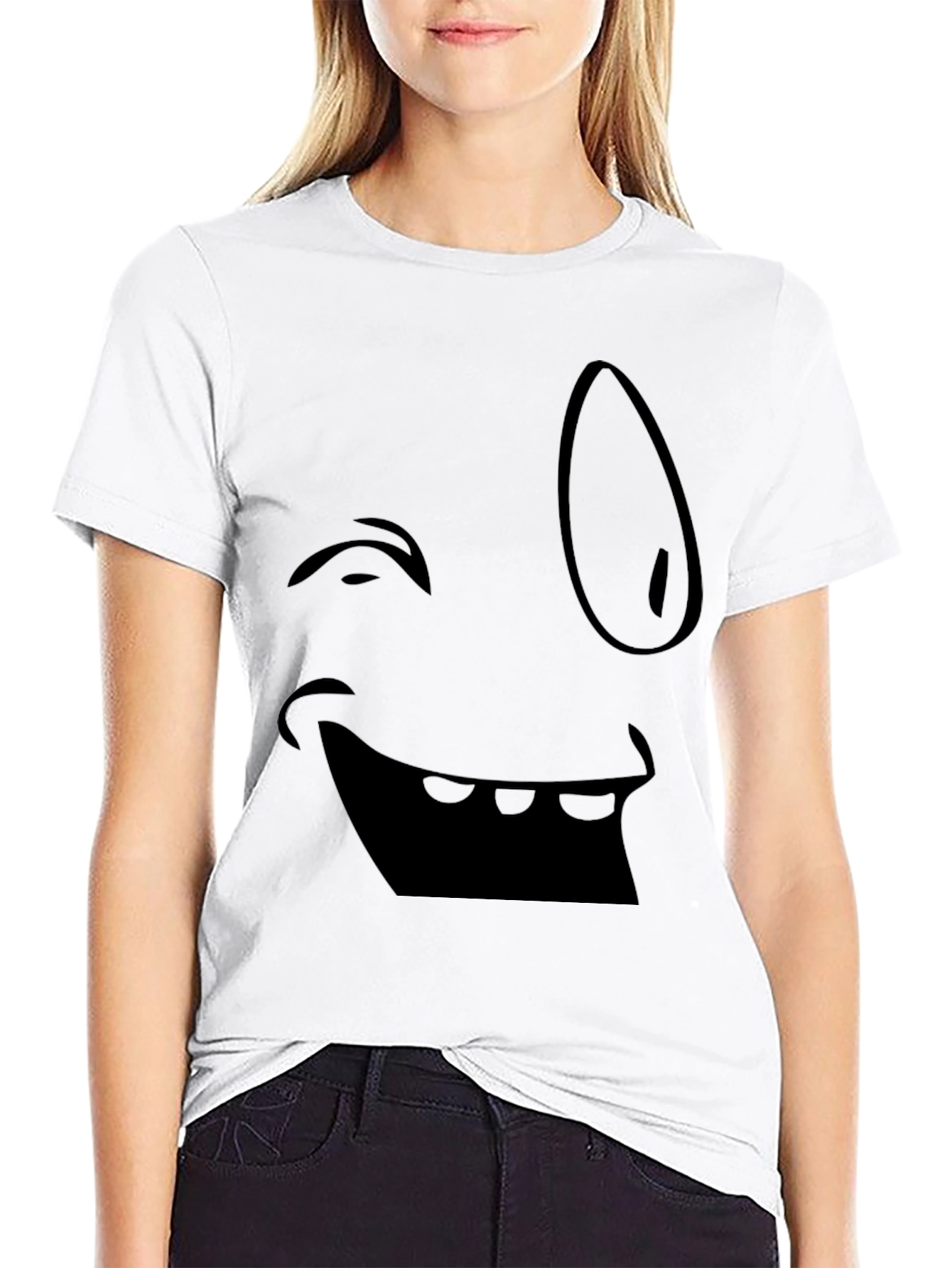 Black Funny Face Black Graphic Tee view 9