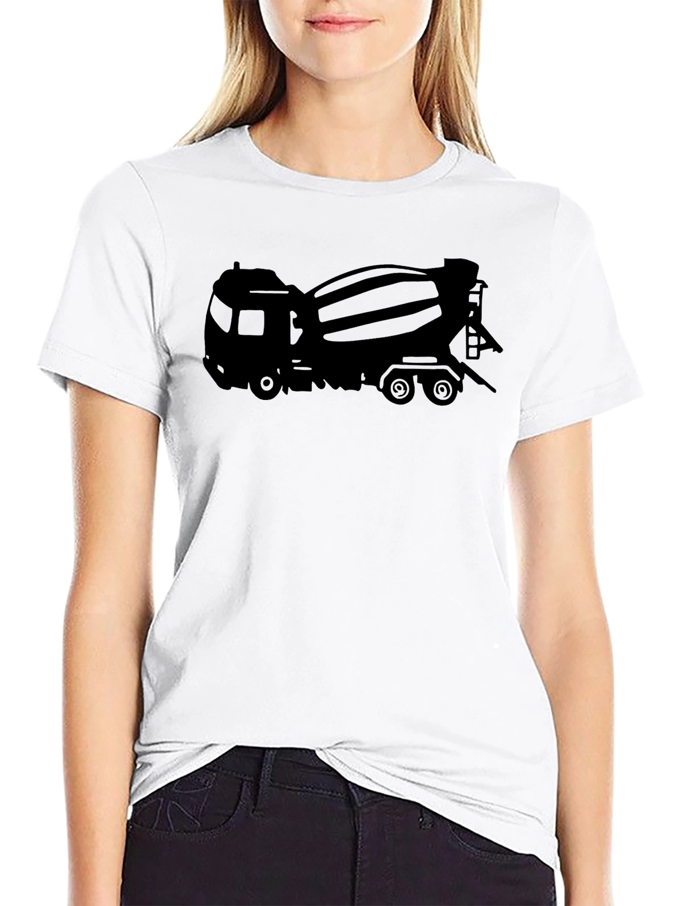 Cement Truck Graphic Tee - Black Cotton Blend T-Shirt - 9