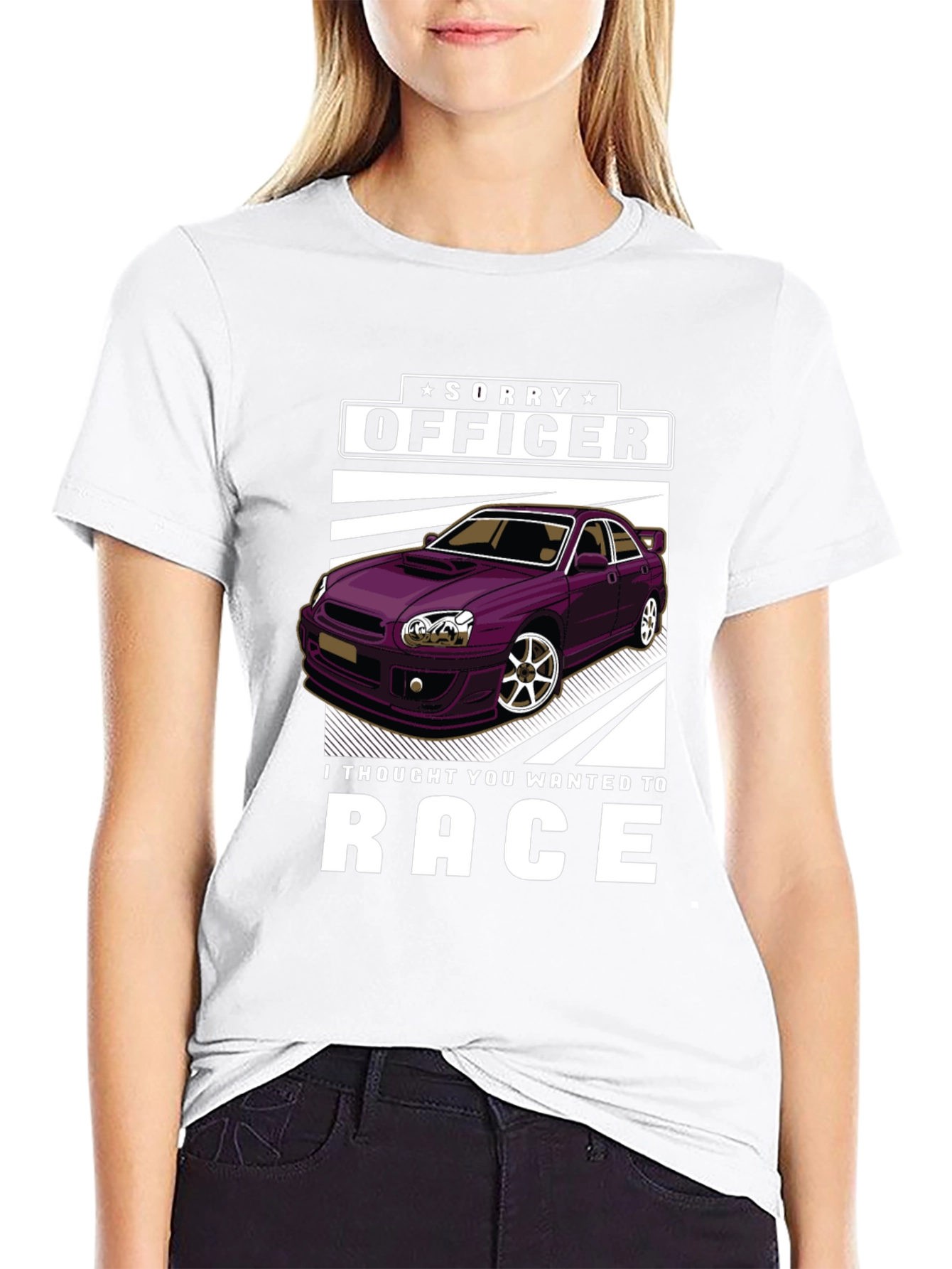 Black Sorry Officer Race Car T-Shirt view 9