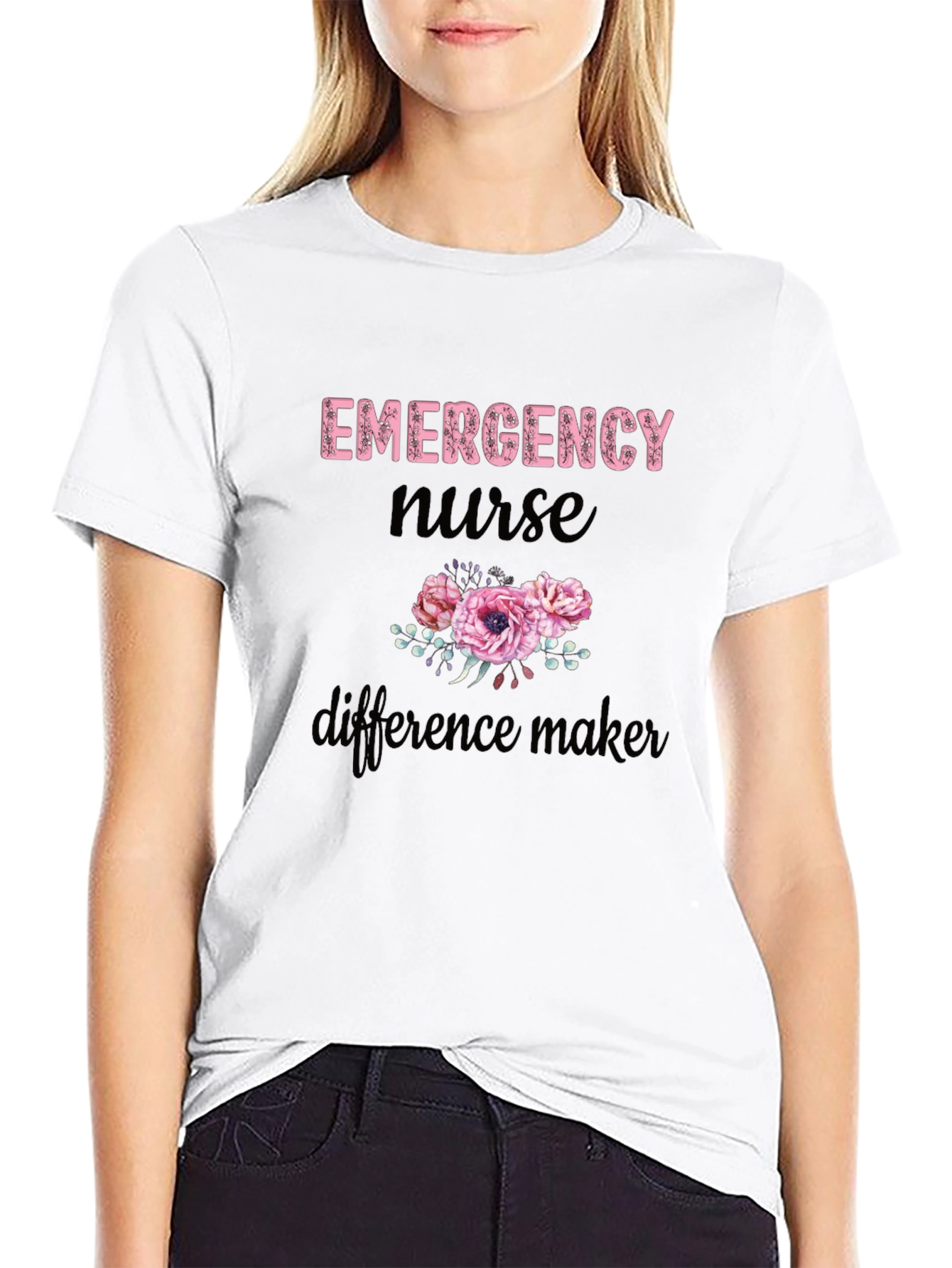 Black Emergency Nurse Difference Maker Black Tee view 9
