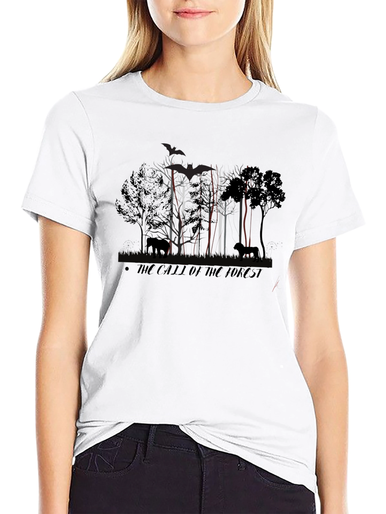Black The Call of the Forest T-Shirt - Wildlife Design view 9