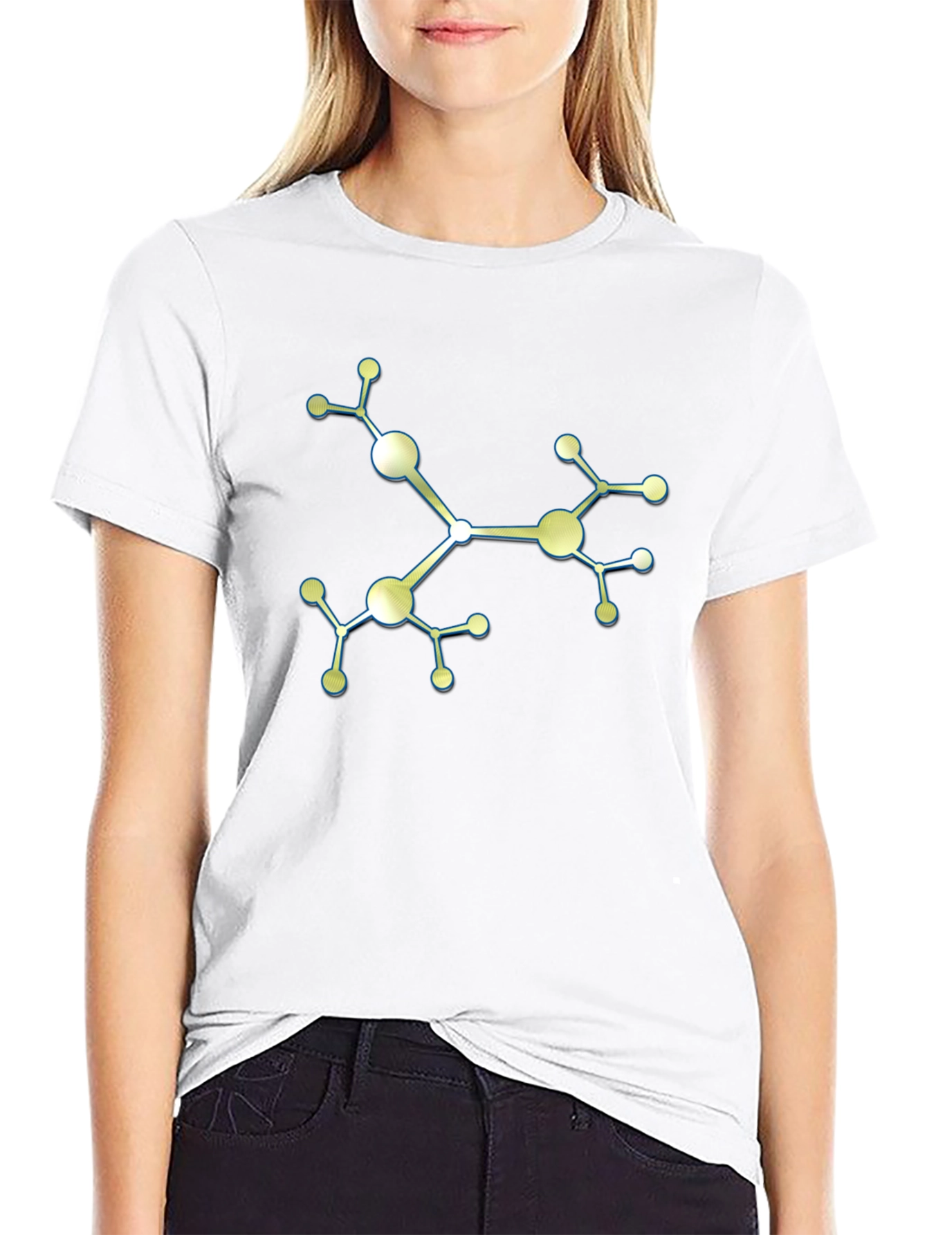 Black Molecular Structure Graphic Tee - Black Cotton Comfort view 9