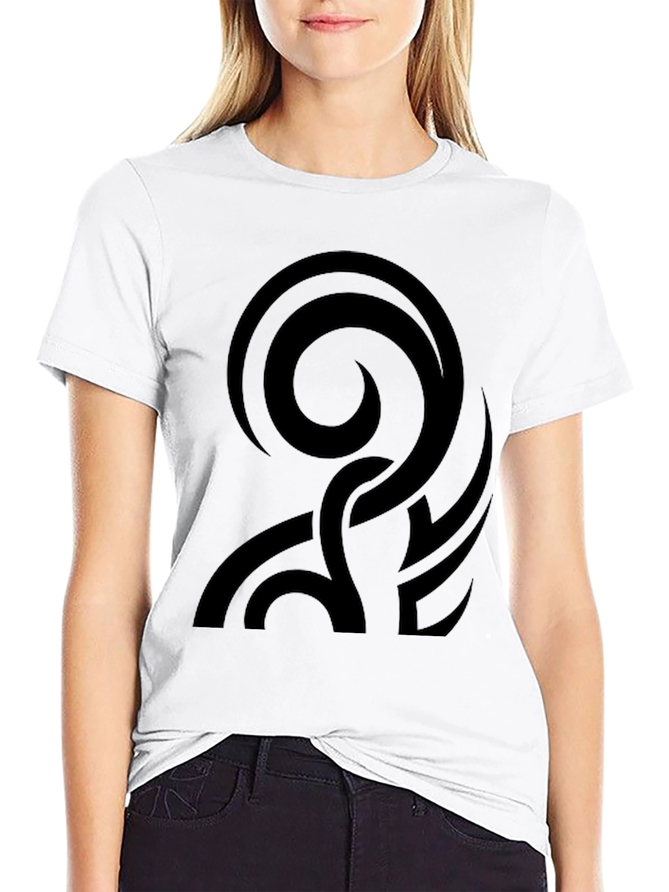 Black Men's Black Tribal Swirl Graphic T-Shirt view 9