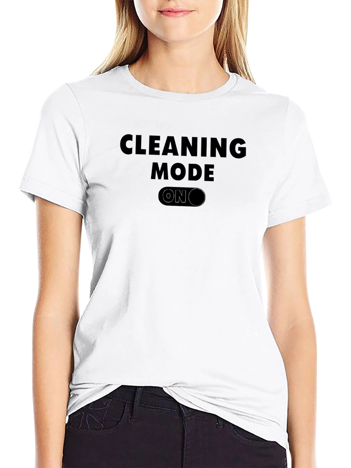 Black Cleaning Mode ON Black Graphic Tee - Novelty T-Shirt view 9