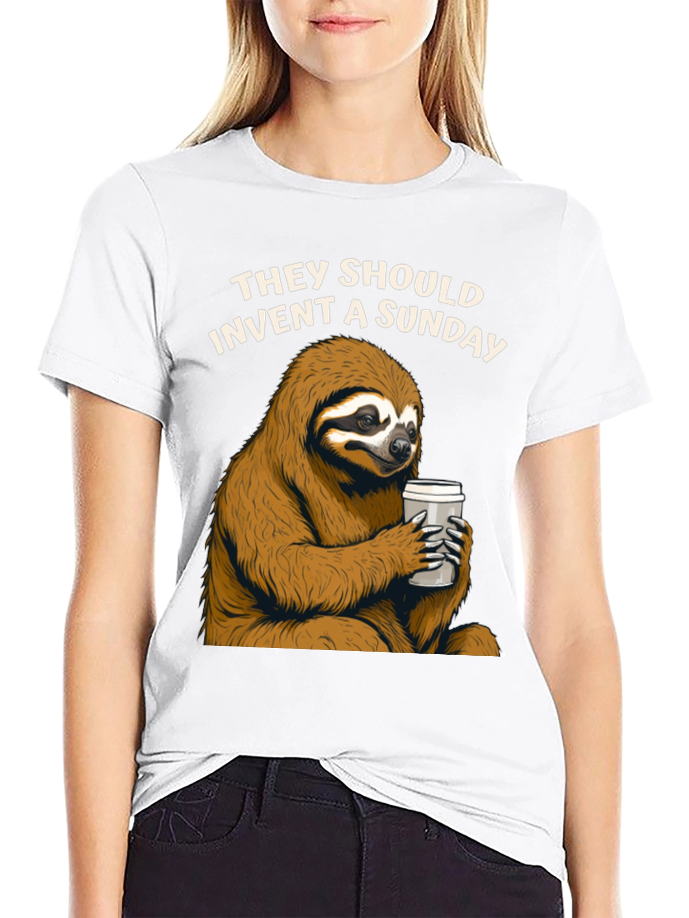 Black Lazy Sunday Sloth Coffee T-Shirt view 9