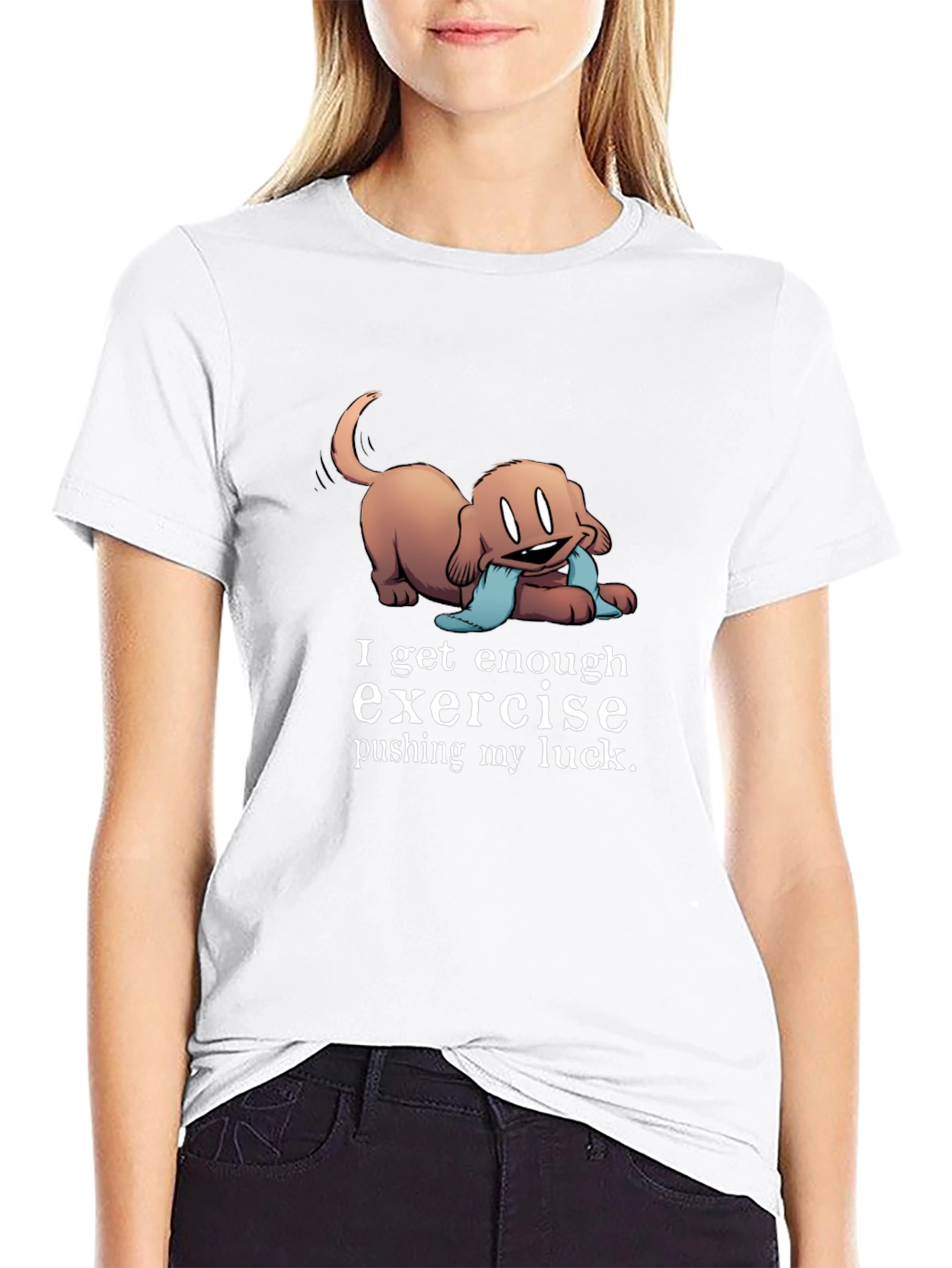 Black Funny Dog Exercise T-Shirt view 9