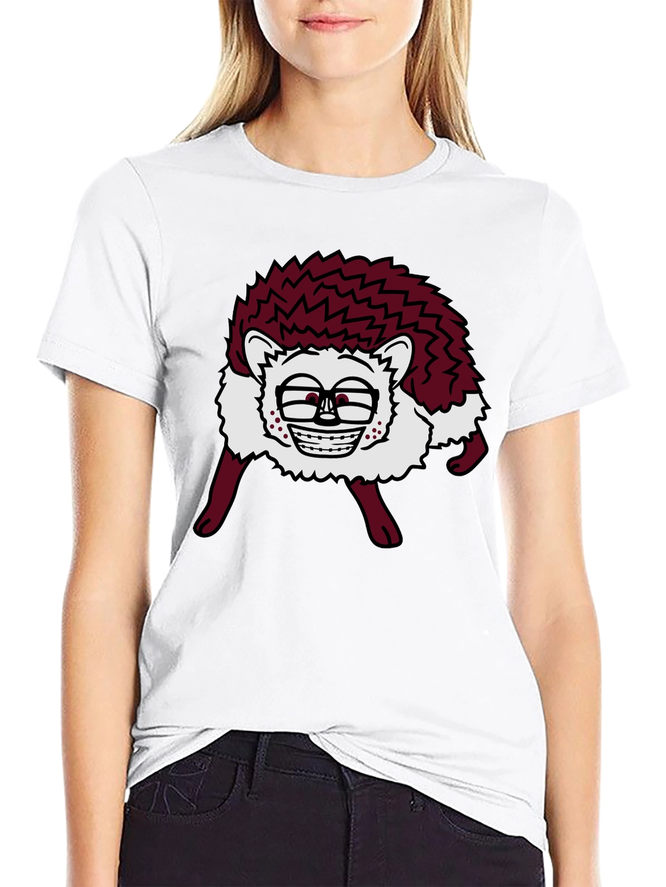 Black Funny Hedgehog Graphic Tee - Unique Animal T-Shirt view 9