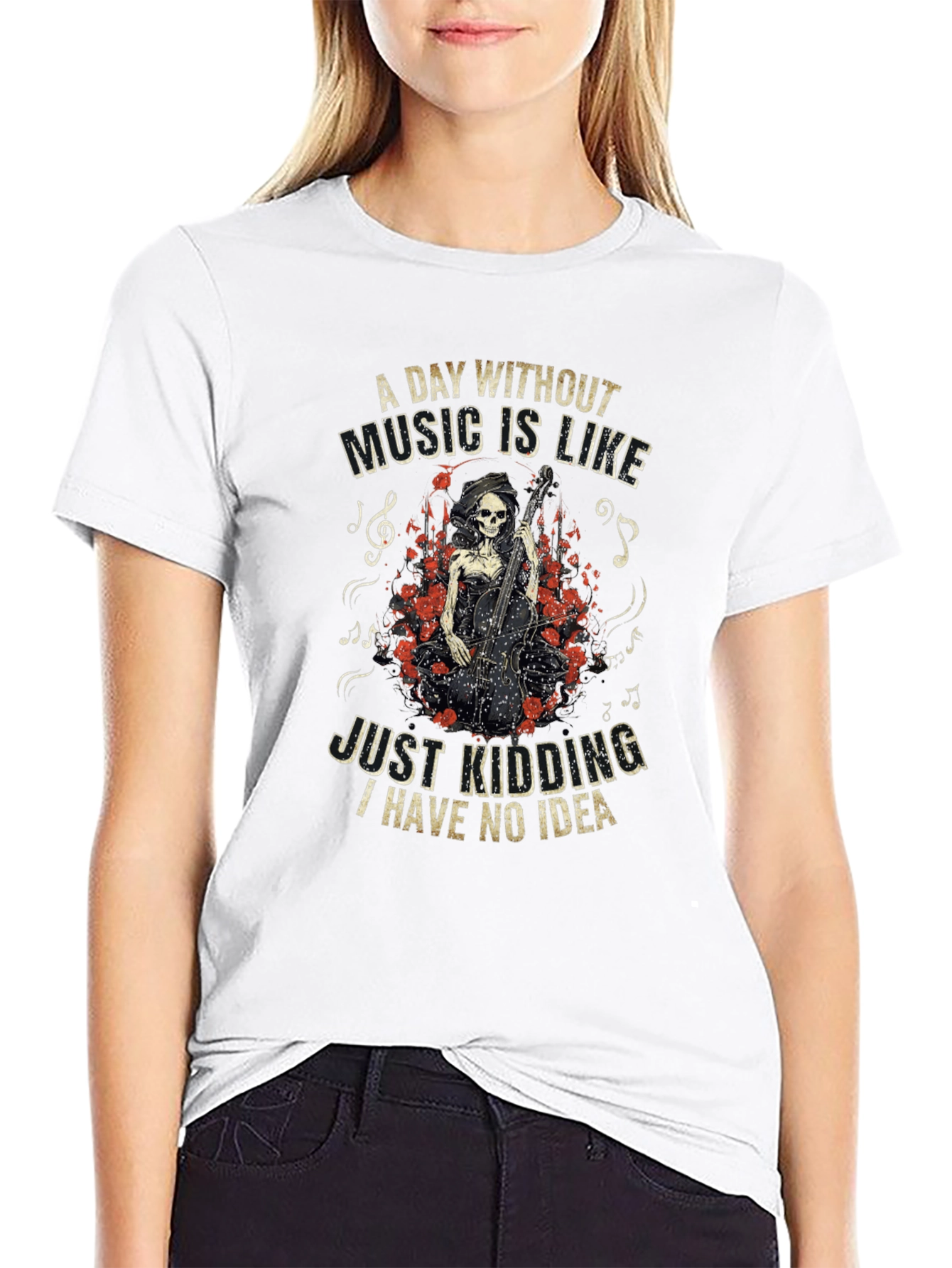 Black Music Lover T-Shirt - Grim Reaper Cello view 9