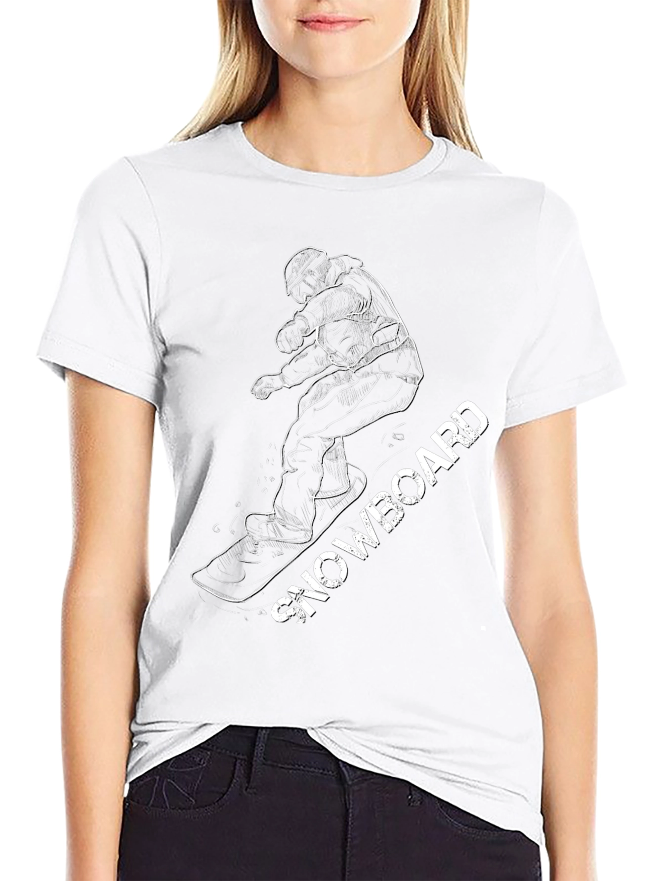 Black Cool Snowboarder Graphic Tee - Black Cotton Blend view 9