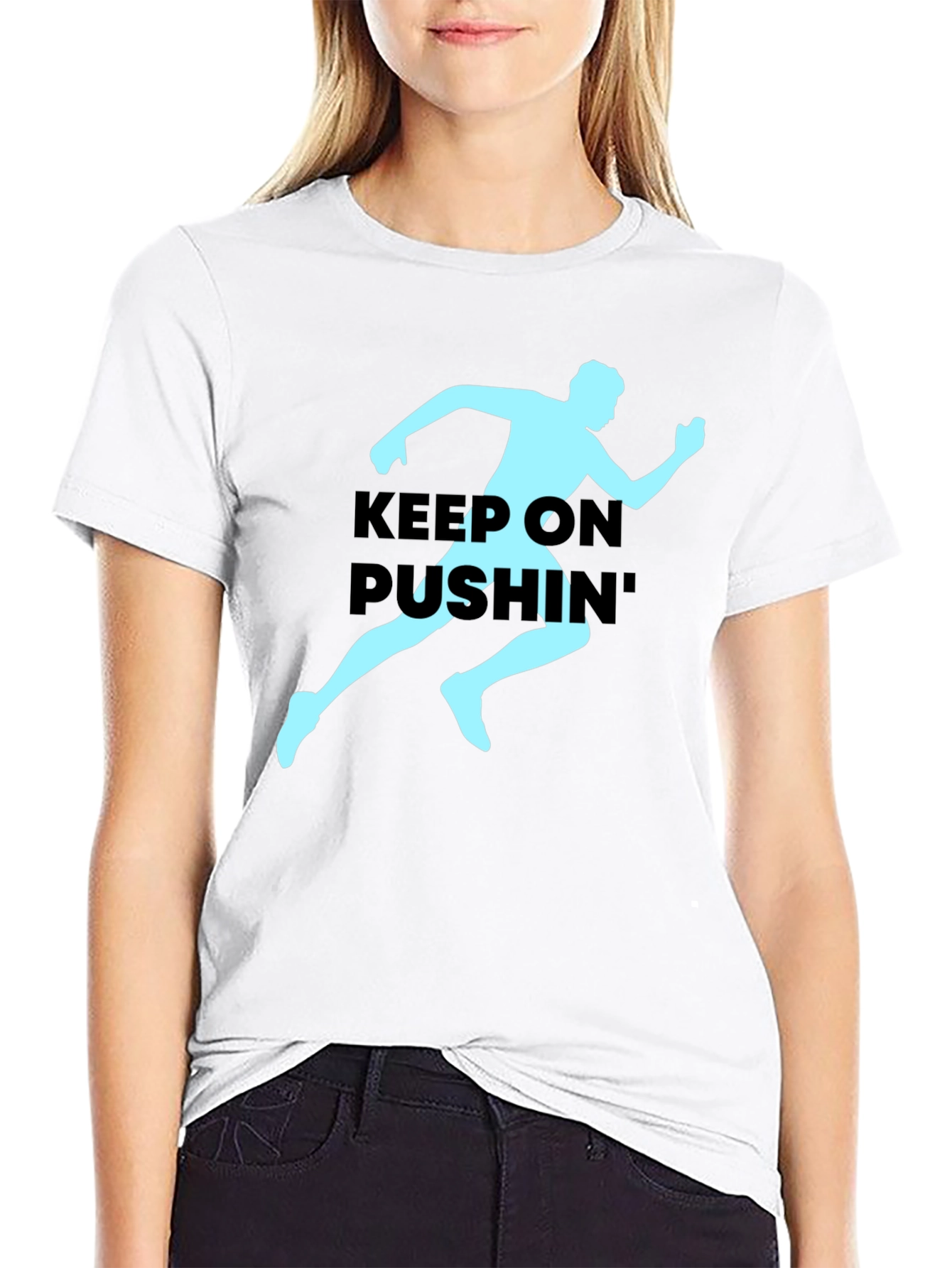 Black Keep On Pushin' Runner Graphic Tee - Black view 9