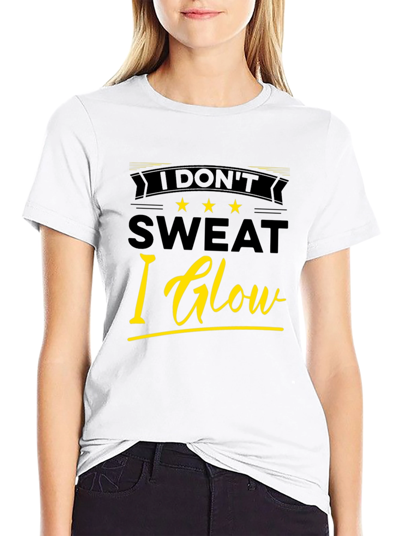 Black I Don't Sweat I Glow Black T-Shirt view 9