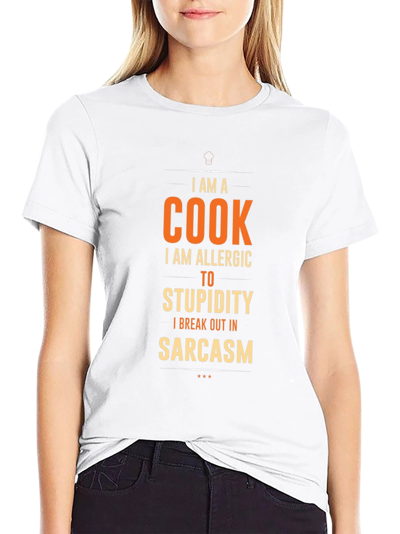 Black Funny Cook T-Shirt - Allergic to Stupidity Sarcasm Chef Tee view 9