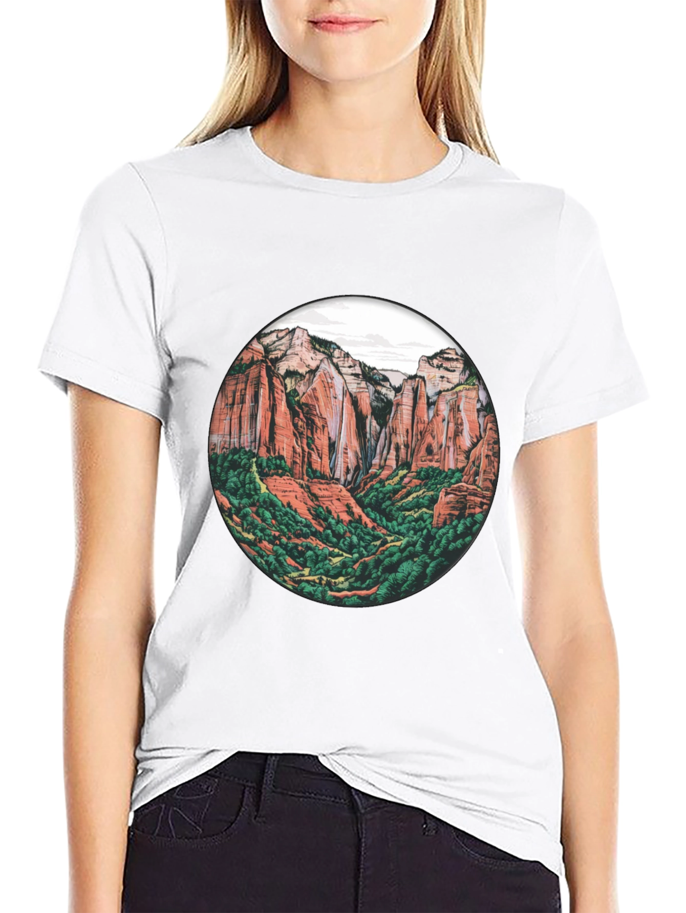 Black Zion National Park Graphic Tee - Black Crew Neck T-Shirt view 9