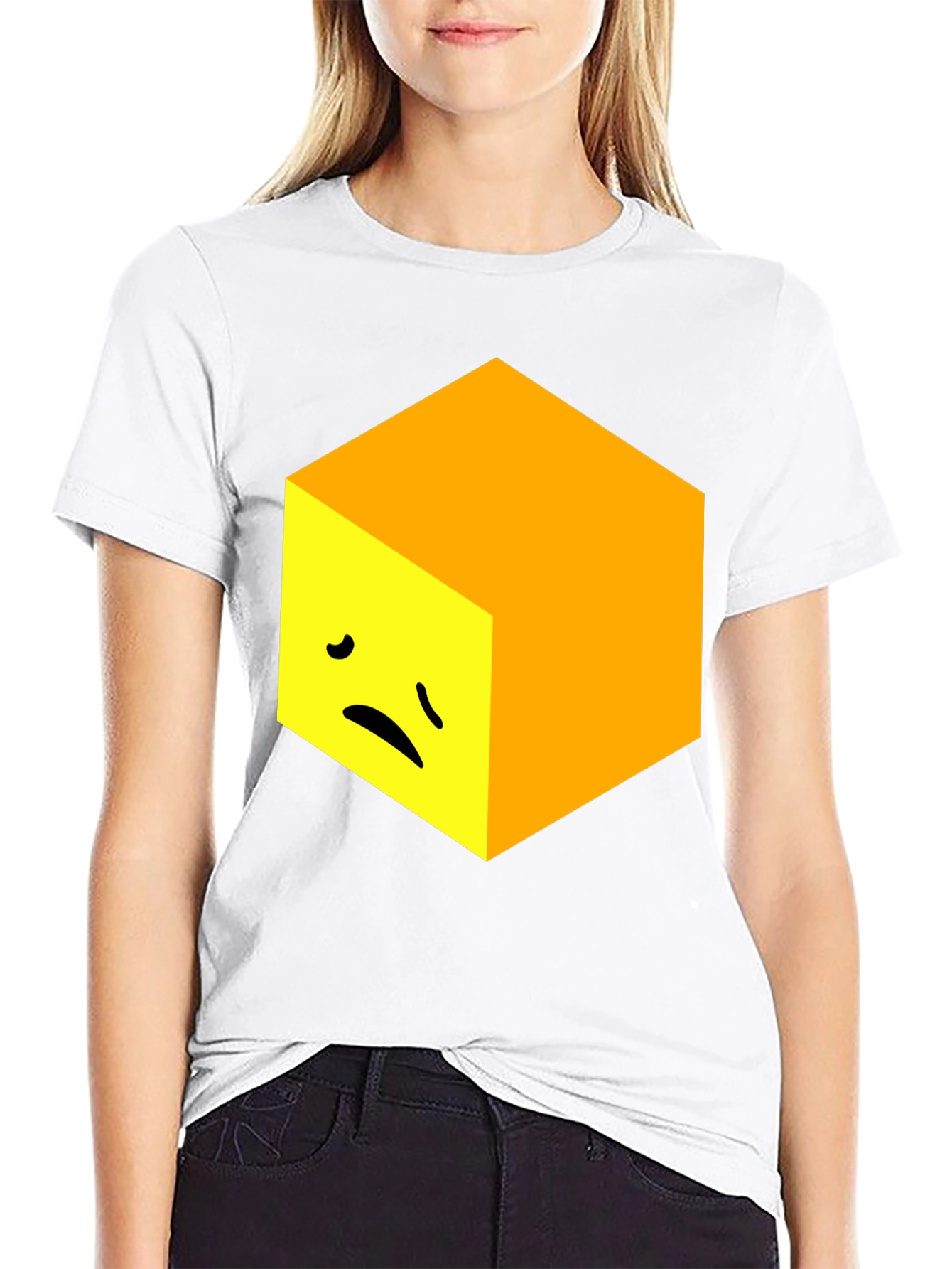 Black Sad Cube Graphic Tee - Unique Men's Black T-Shirt view 9