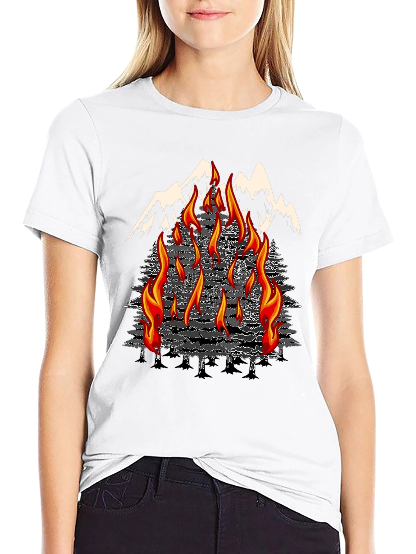 Black Inferno Mountain Graphic T-Shirt view 9