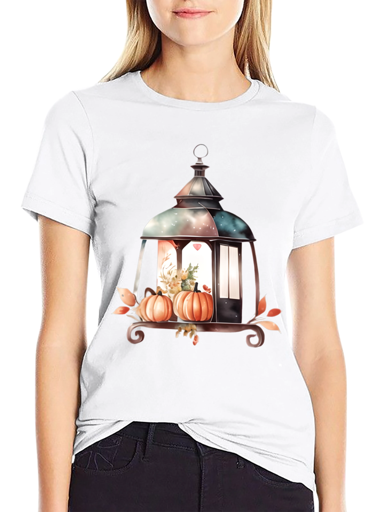 Black Lantern and Pumpkin Graphic Tee view 9