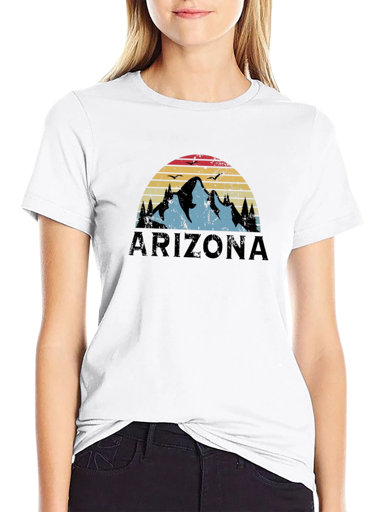 Black Arizona Mountain Sunset Graphic T-Shirt view 9