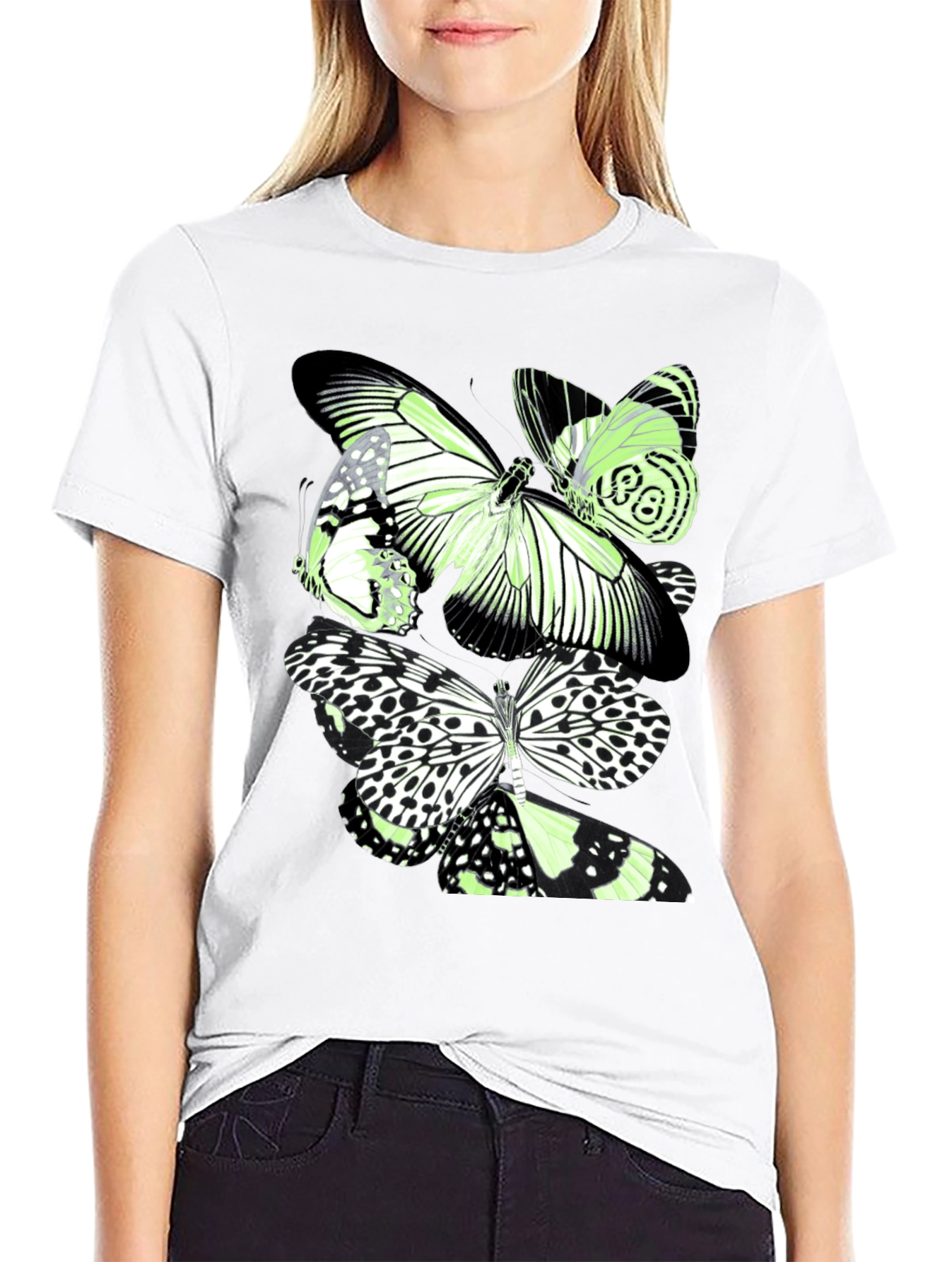 Black Butterfly Graphic Print Black T-Shirt view 9