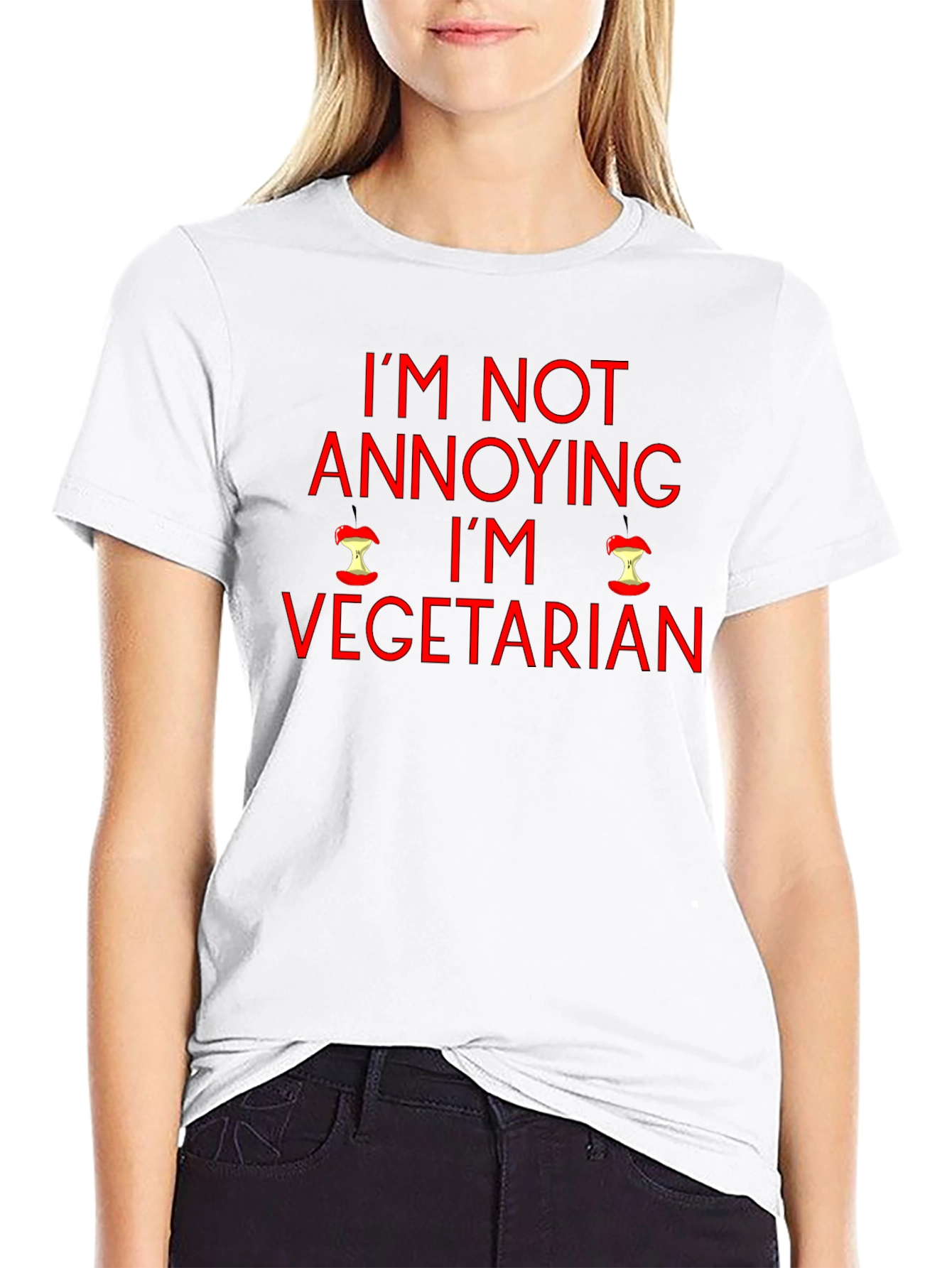 Black I'm Not Annoying I'm Vegetarian Graphic T-Shirt view 9