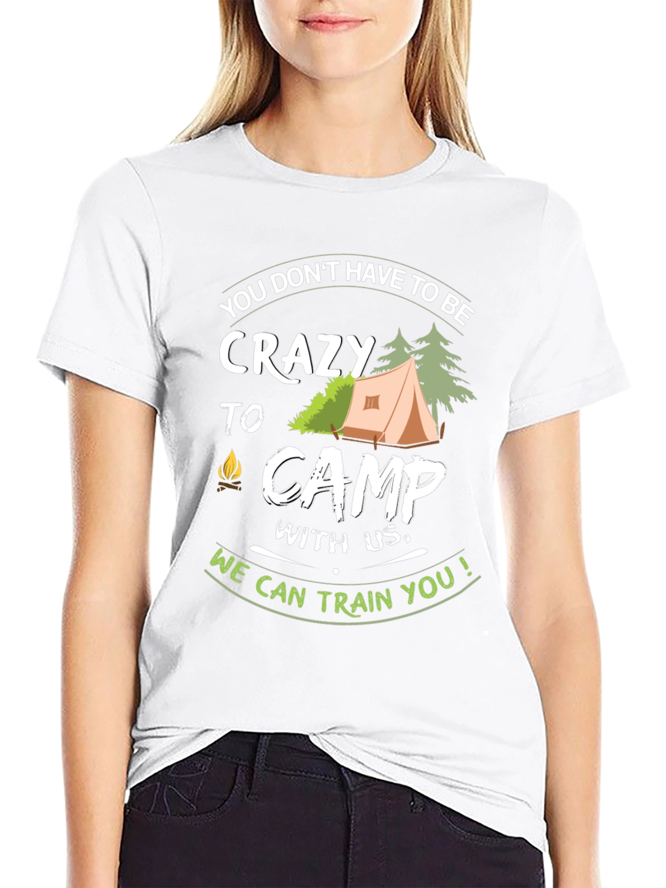 Black Crazy to Camp Funny Graphic T-Shirt view 9