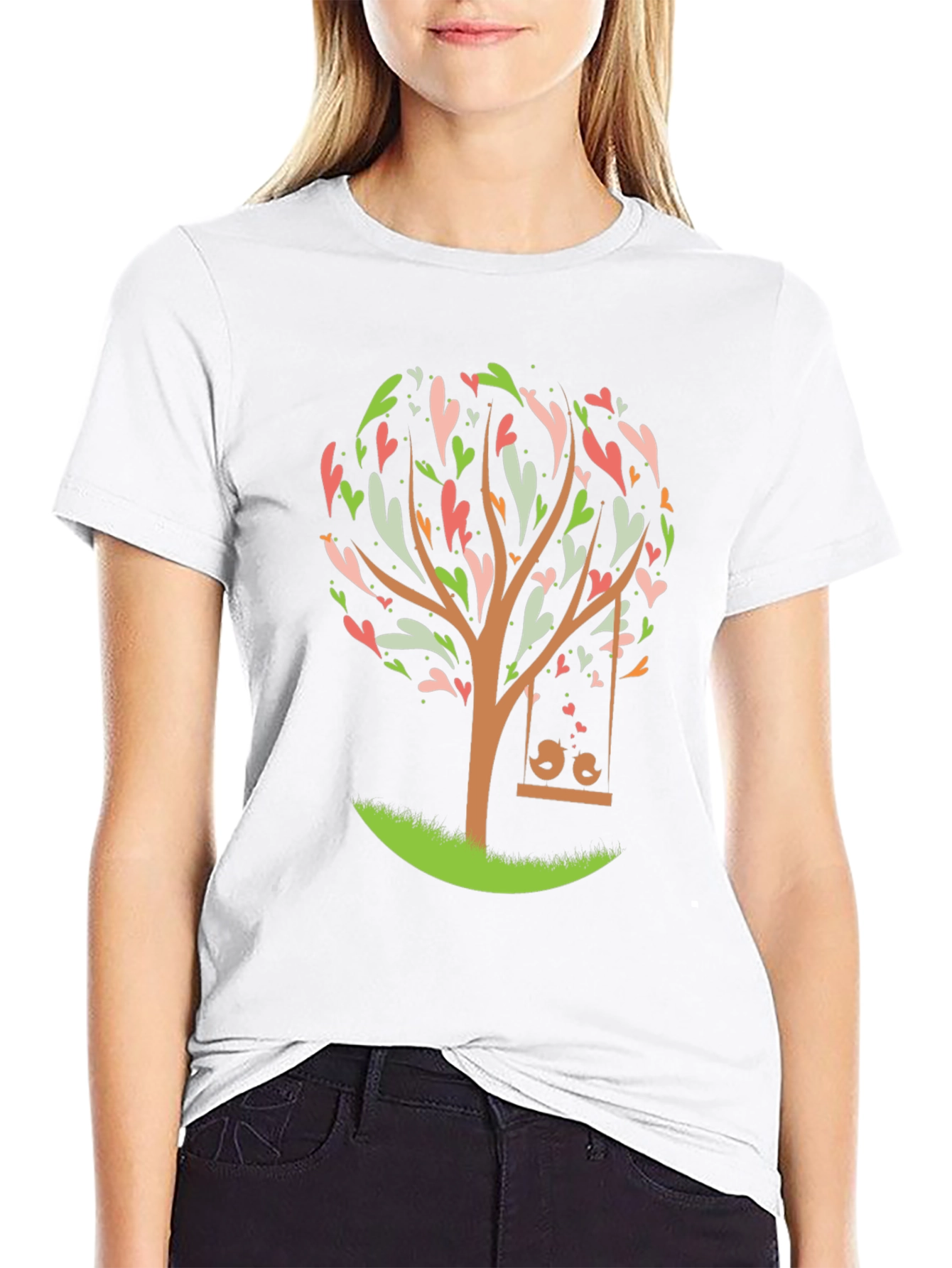 Black Love Tree Graphic Tee - Romantic Design view 9